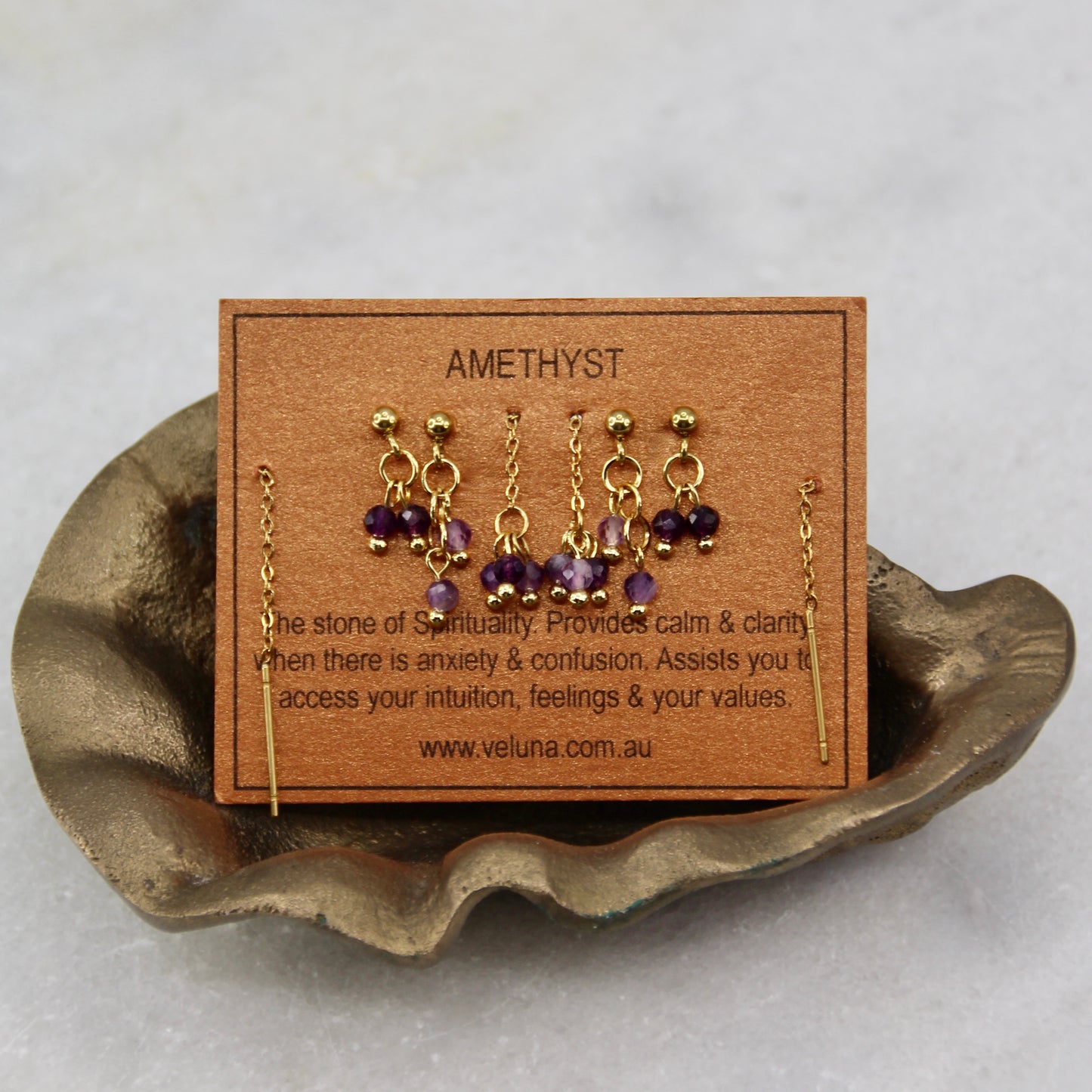 Golden Age Birthstone Drop Stud Earring