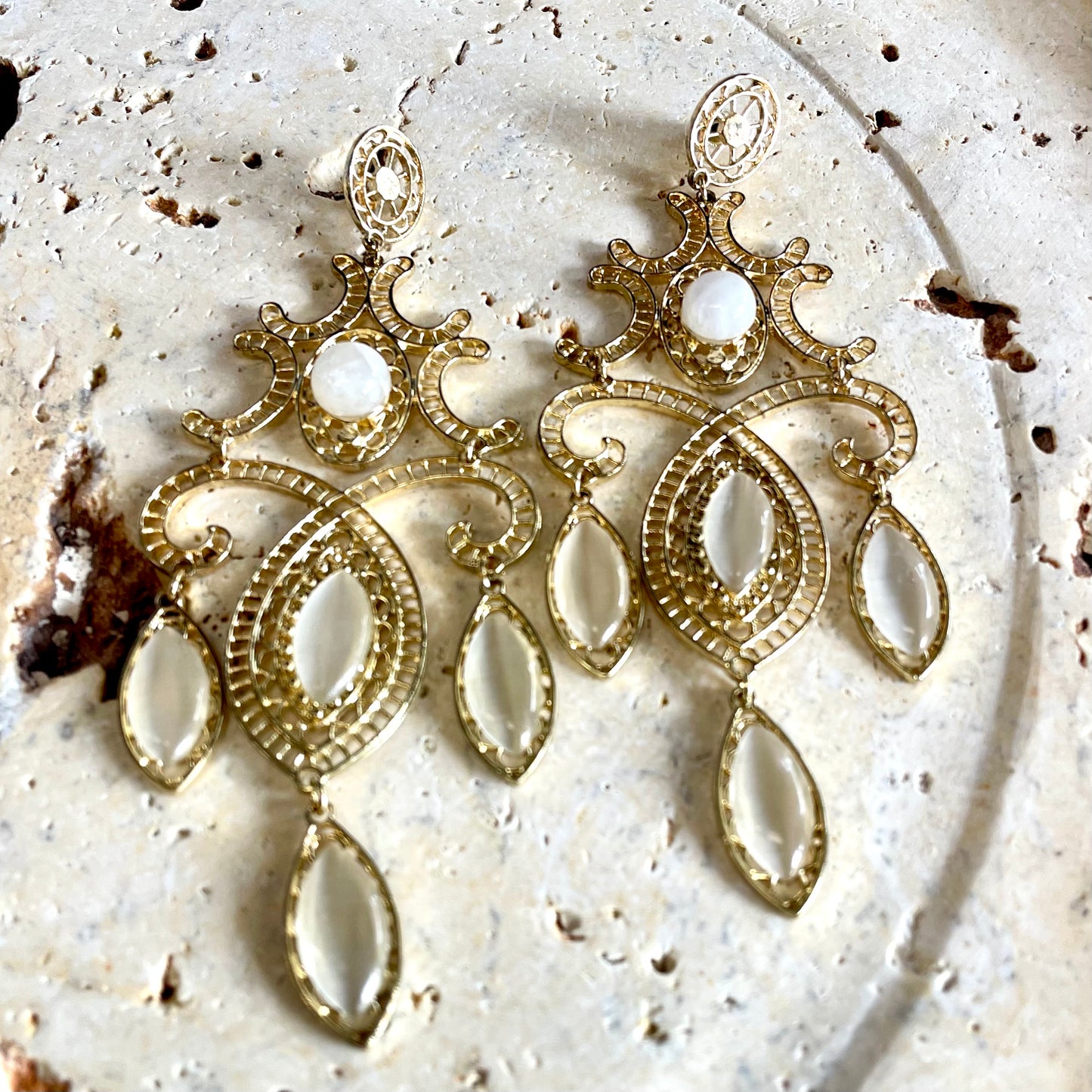 Lakshmi Goddess Gemstone Statement Earring