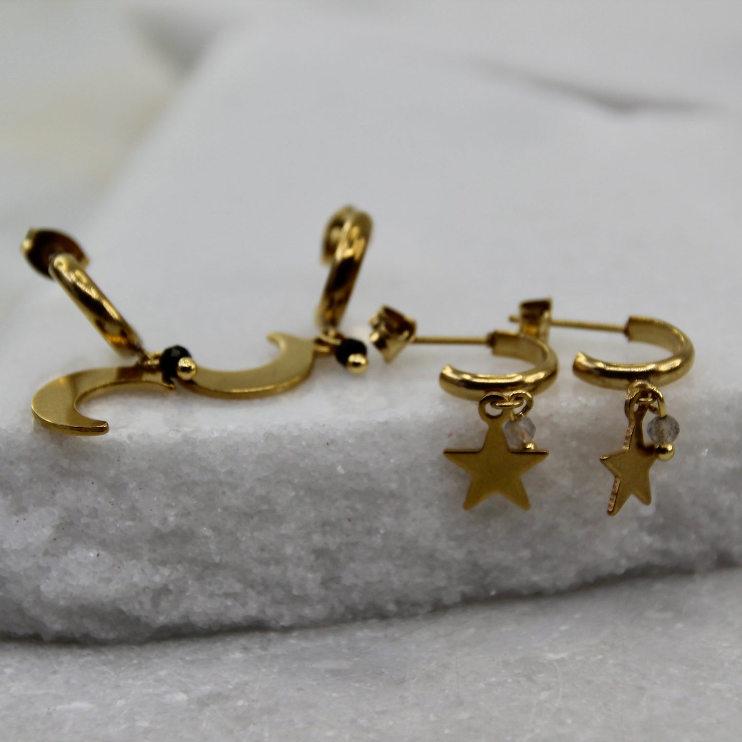 The Stars & Moon Huggie Hoop