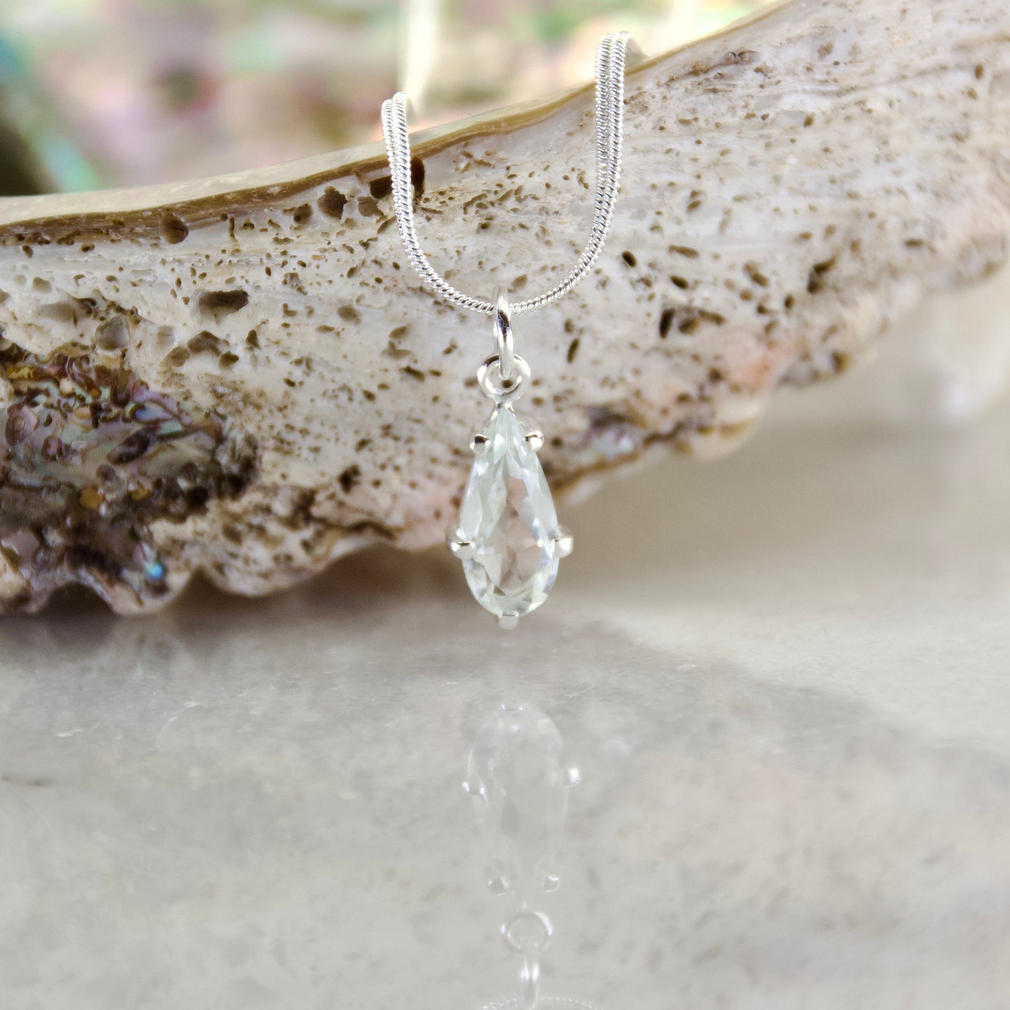 Golden Age Green Amethyst Teared Pendant