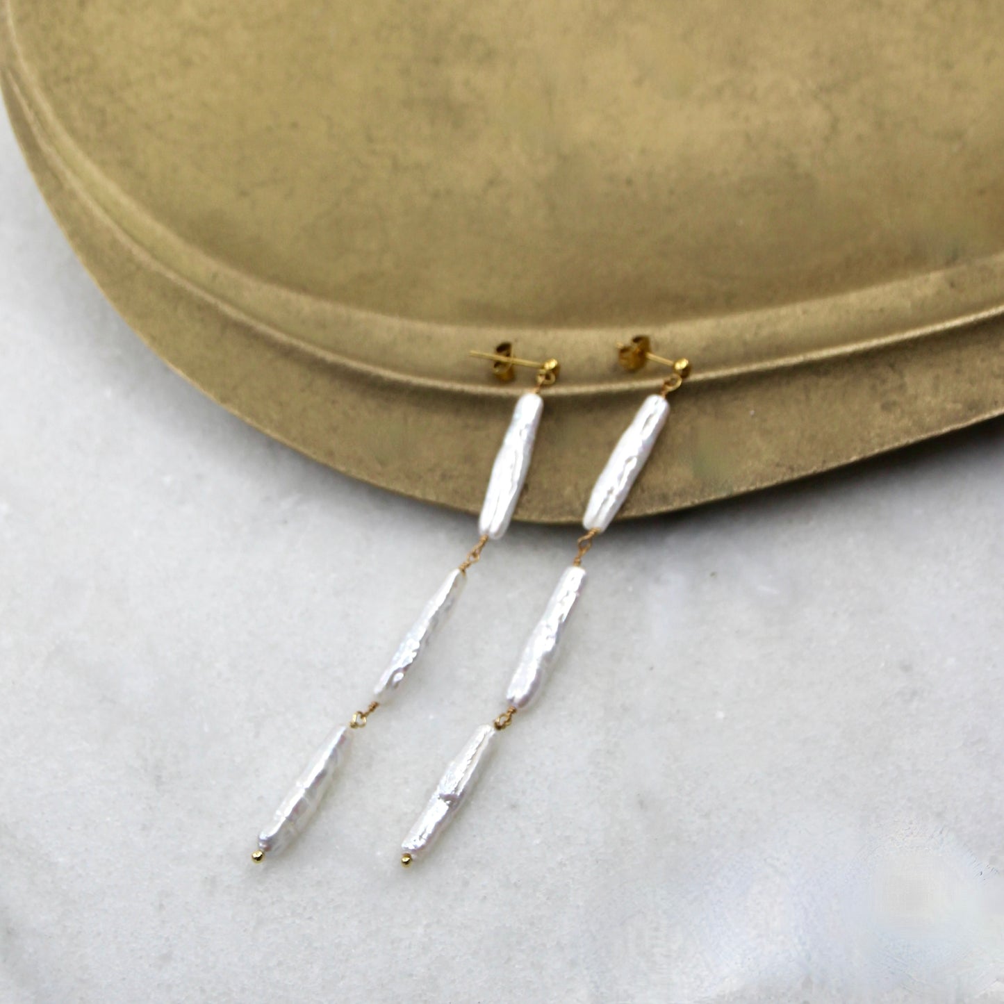 Baroque Tube Freshwater Pearl Drop Earring