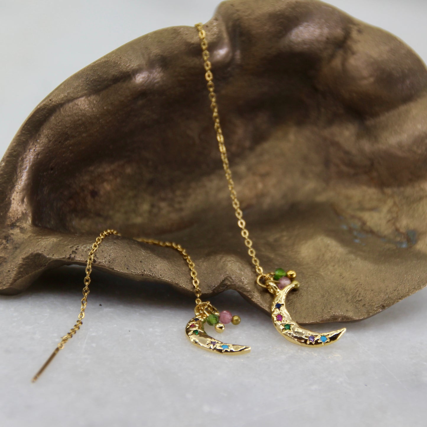 Lunar Lure Tourmaline Threader Earrings