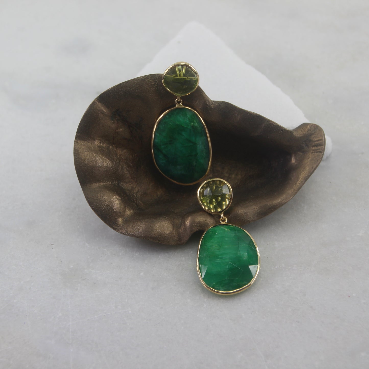 Spellbound Silimanite Emerald & Peridot Statement Earrings