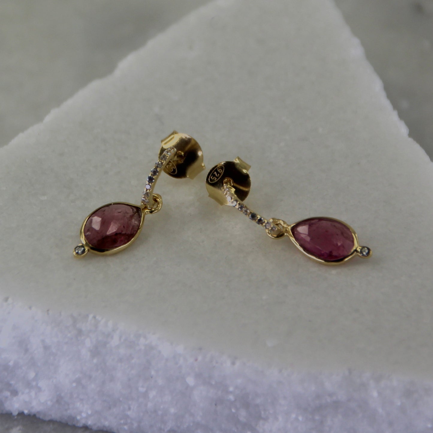 Moonspell Pink Tourmaline & Zircon Hoop