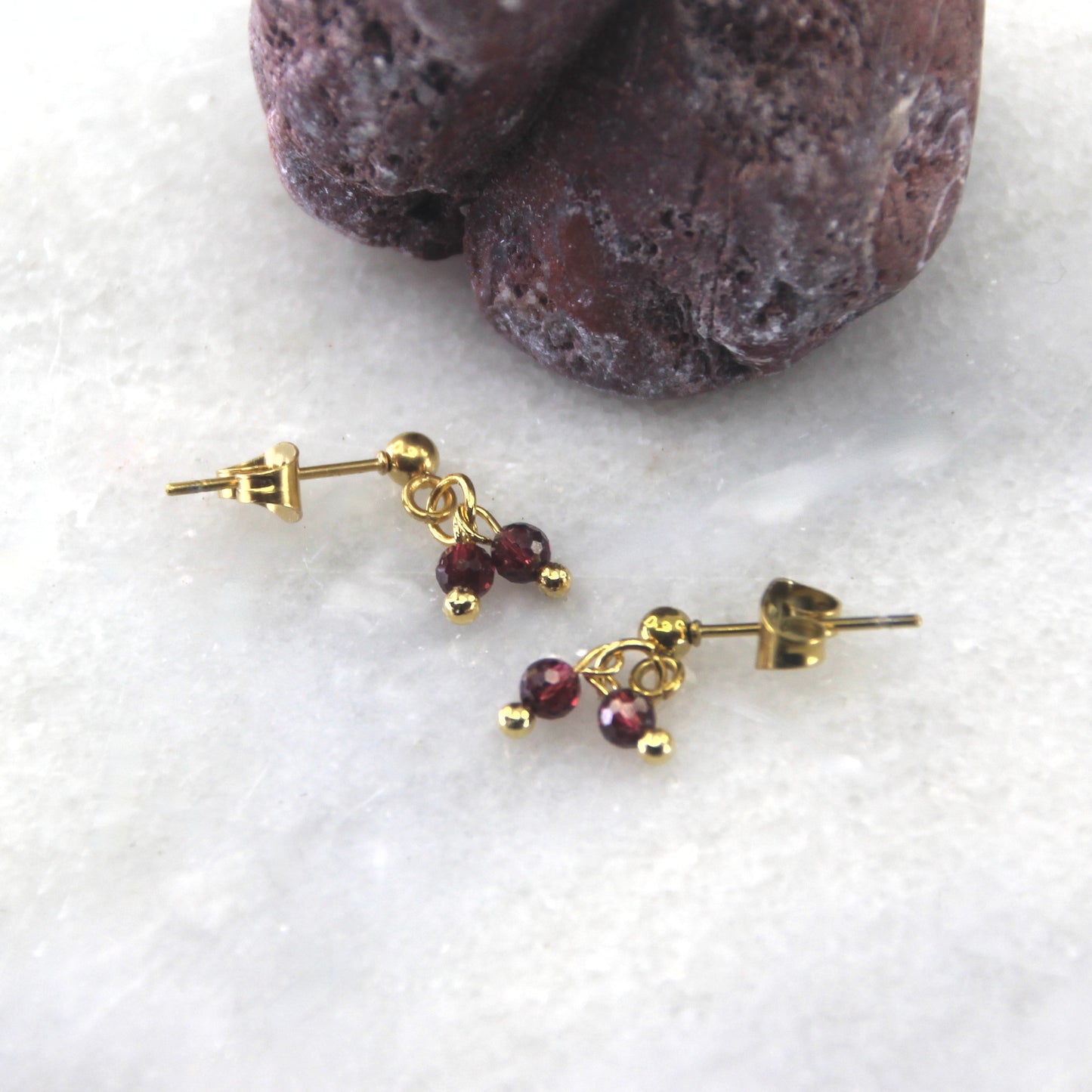 Golden Age Garnet Stud Earring