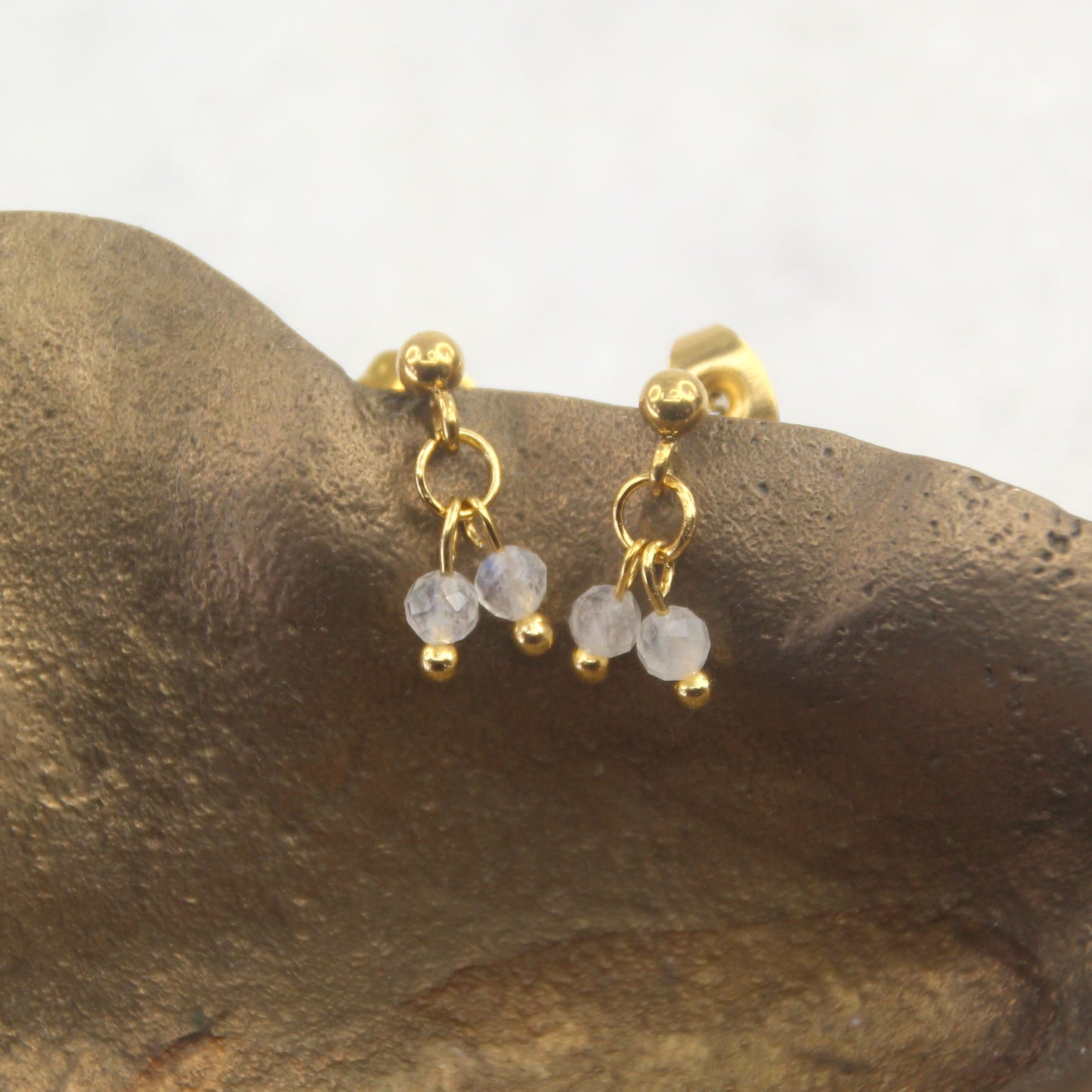 Golden Age Moonstone Stud Earring