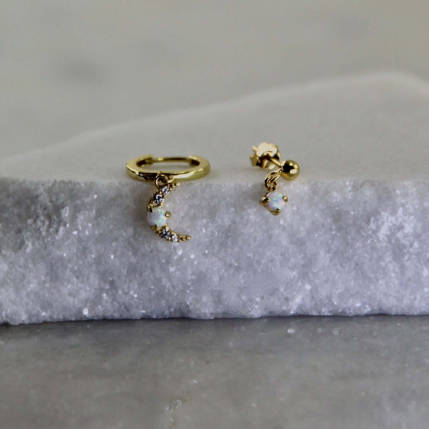 Celestial Moon Opal Earring