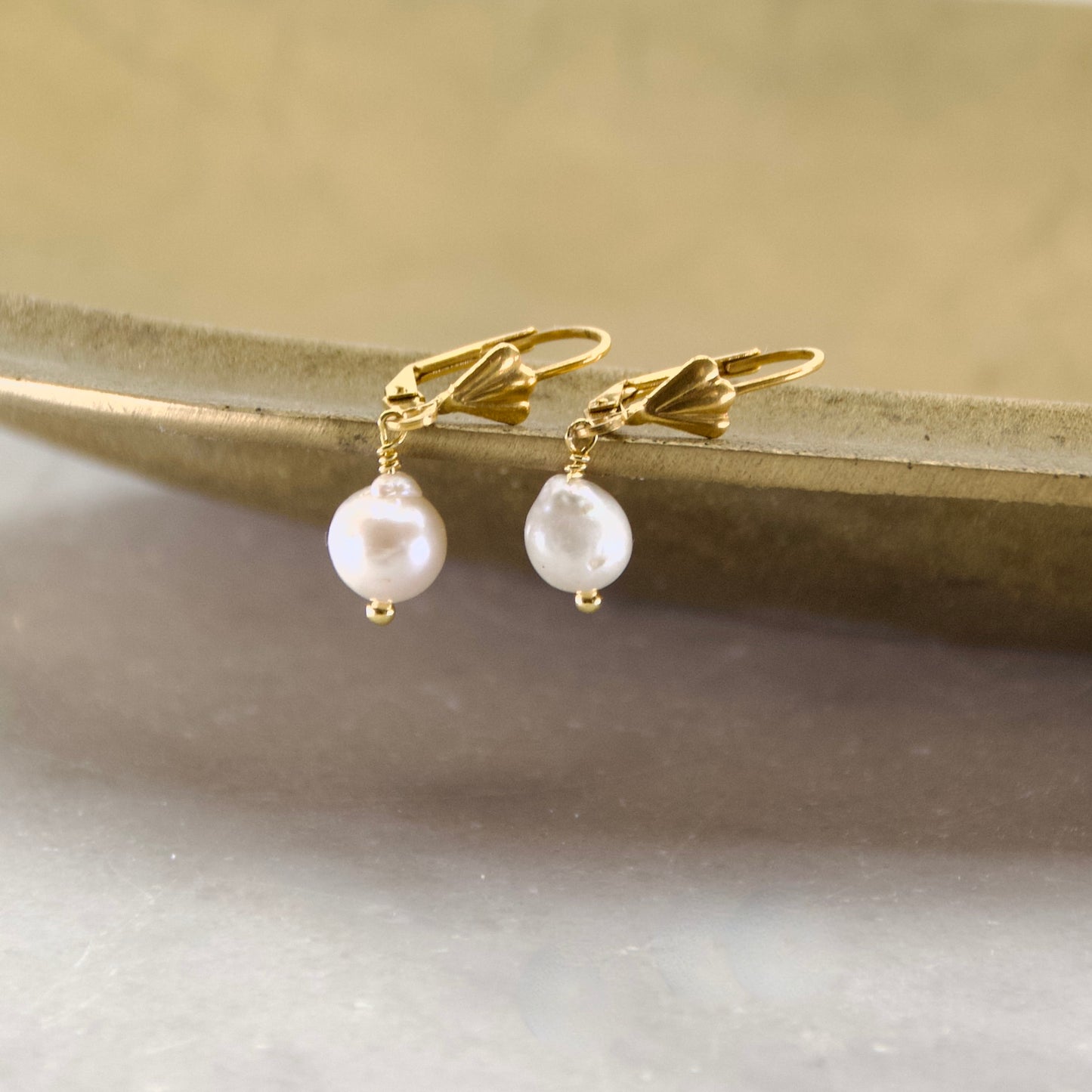Fleur De Lis Small Baroque Pearl Earring