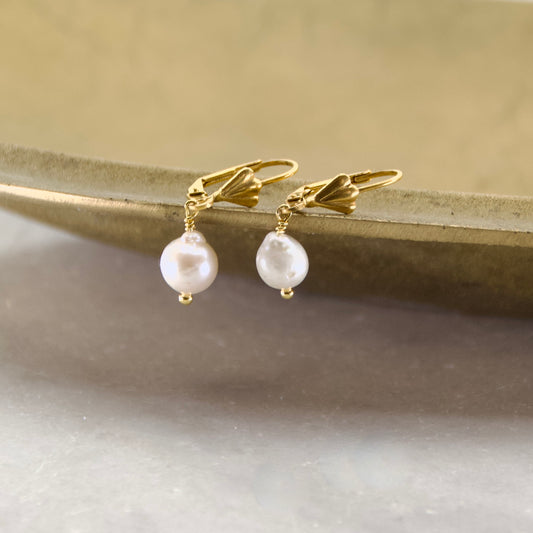 Fleur De Lis Small Baroque Pearl Earring