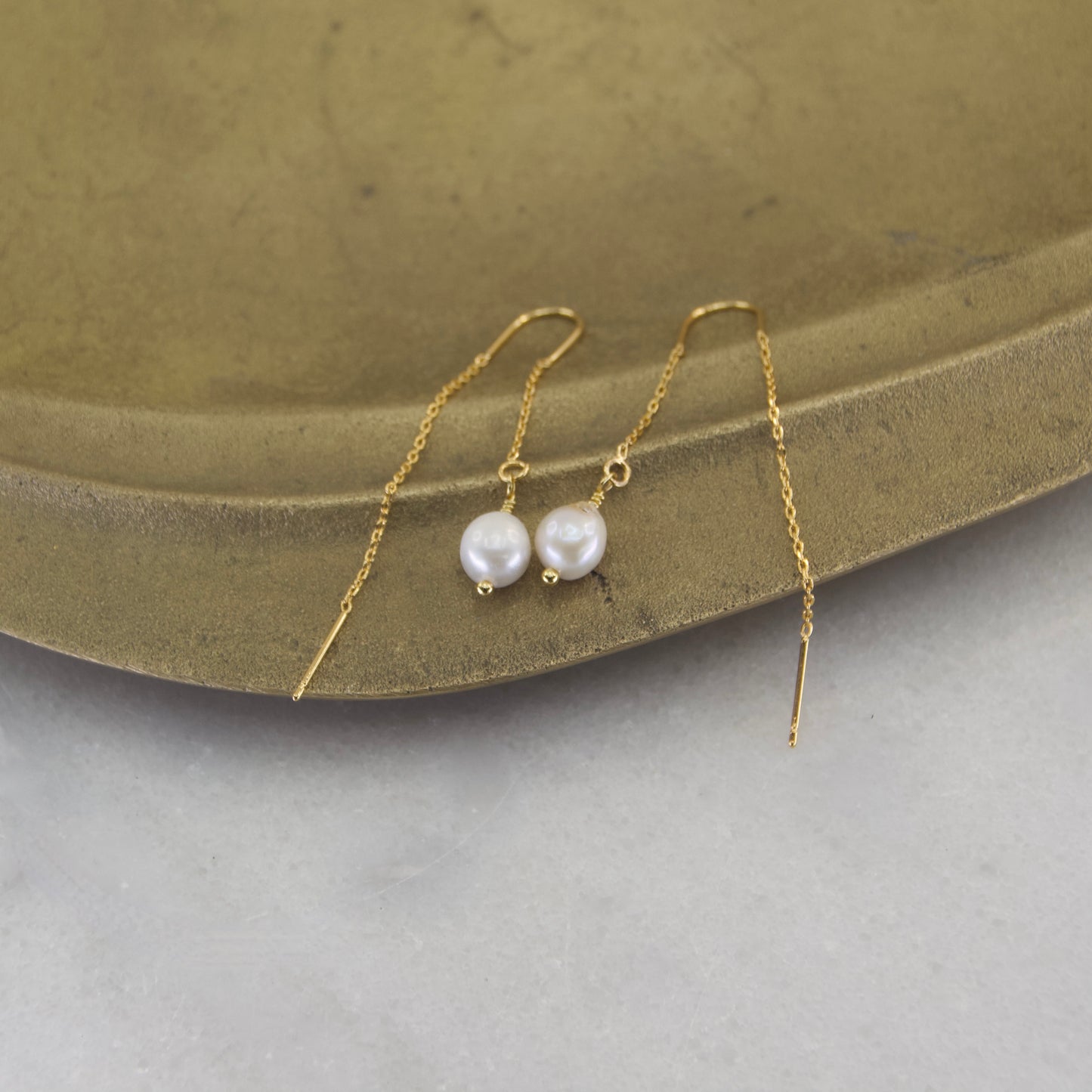Baroque Freshwater Pearl Thread & Bar Earring
