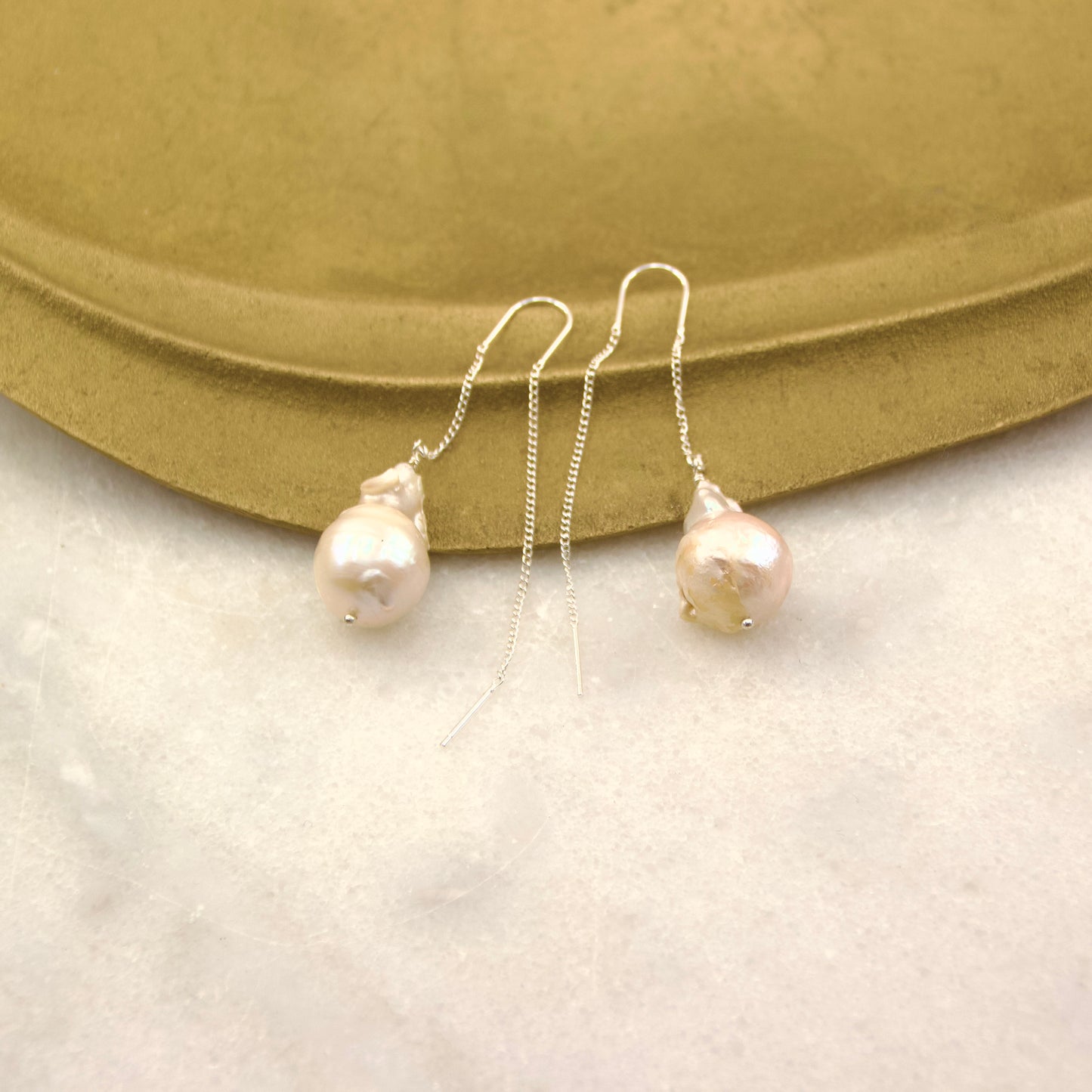 Baroque Freshwater Pearl Thread & Bar Earring