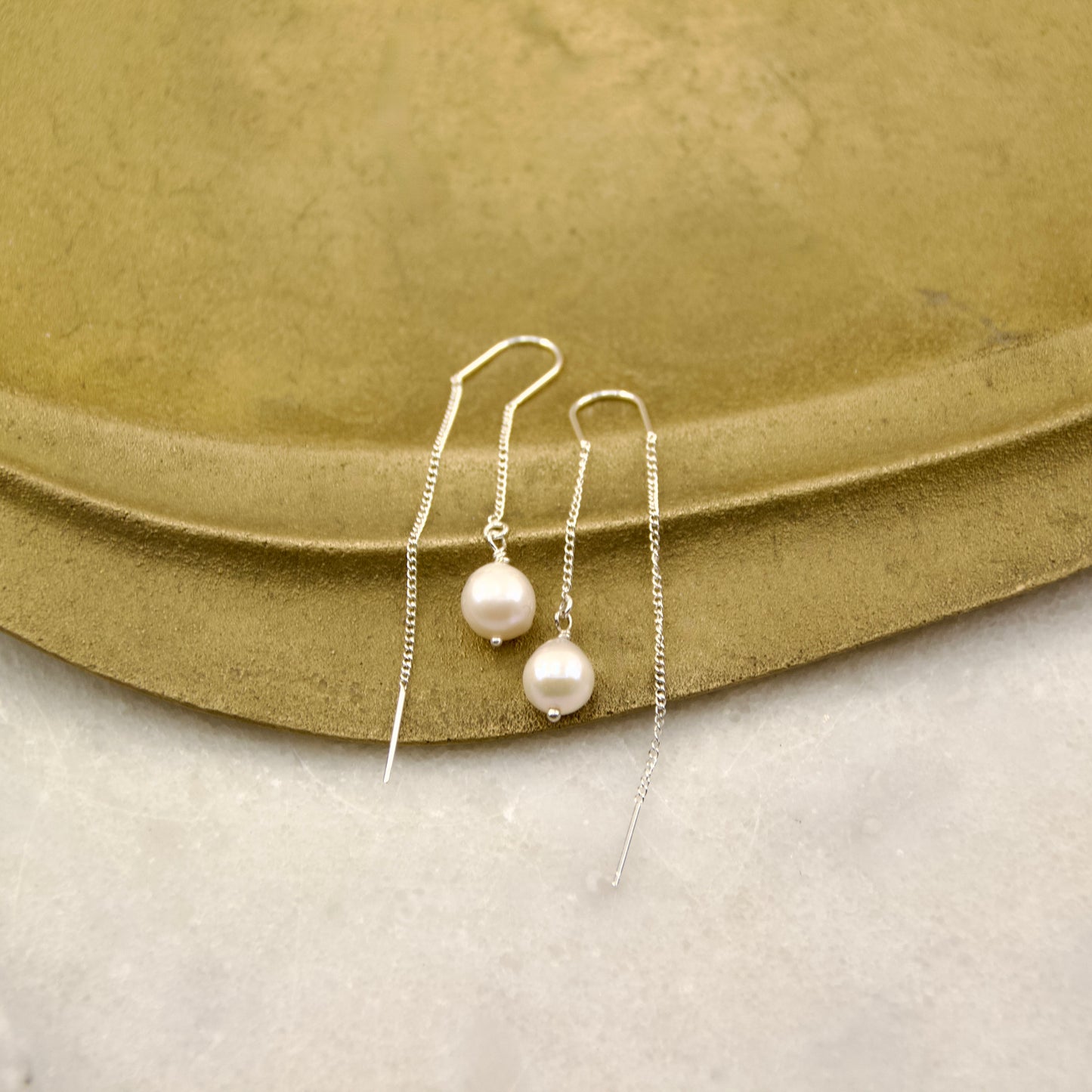 Baroque Freshwater Pearl Thread & Bar Earring