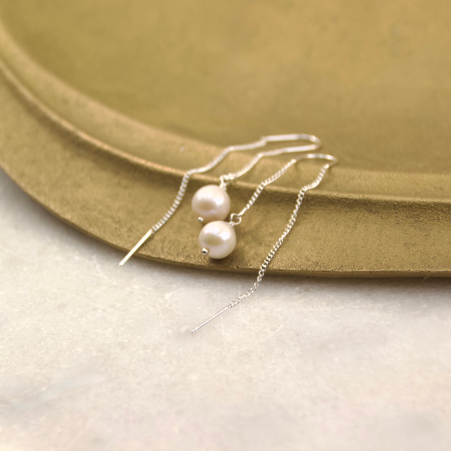 Baroque Freshwater Pearl Thread & Bar Earring