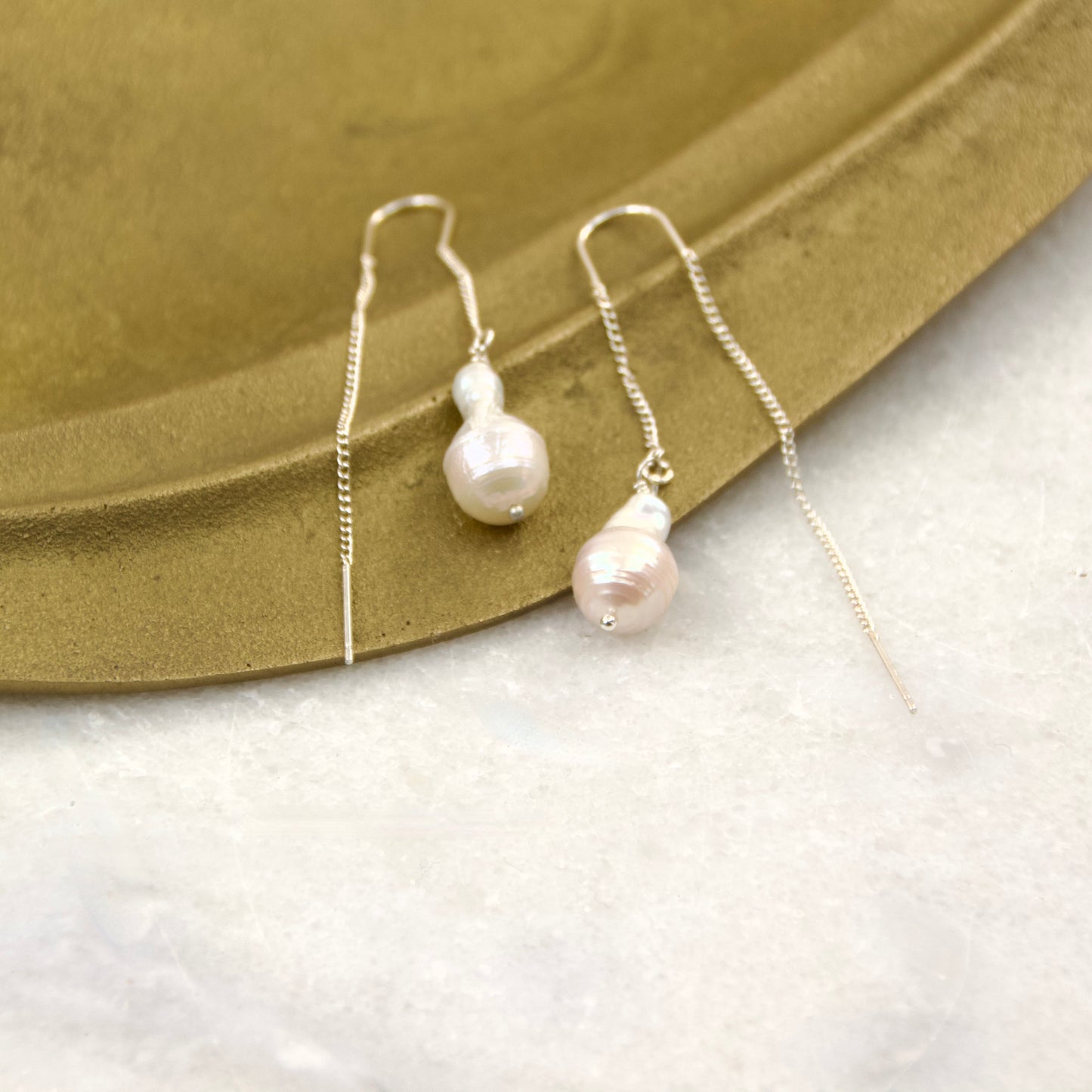 Baroque Freshwater Pearl Thread & Bar Earring