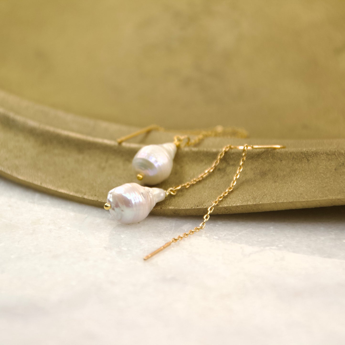 Baroque Freshwater Pearl Thread & Bar Earring