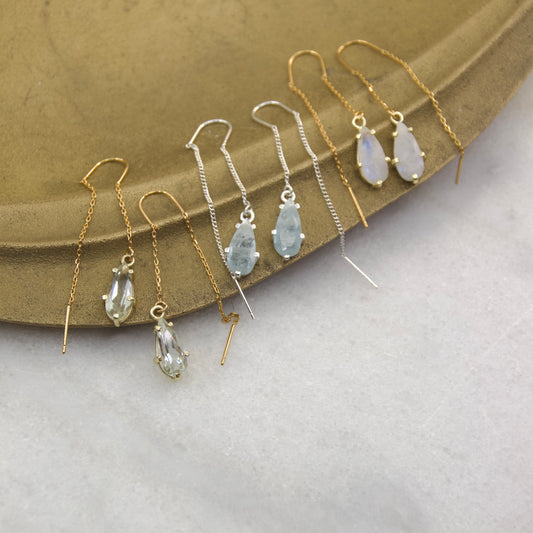 Golden Age Tear Drop Thread & Bar Earring