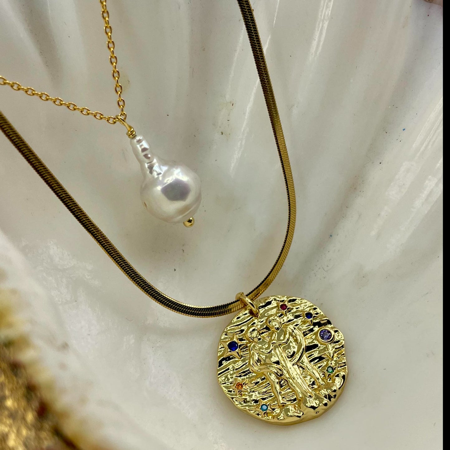 Gemini Golden Age Zodiac Pendant