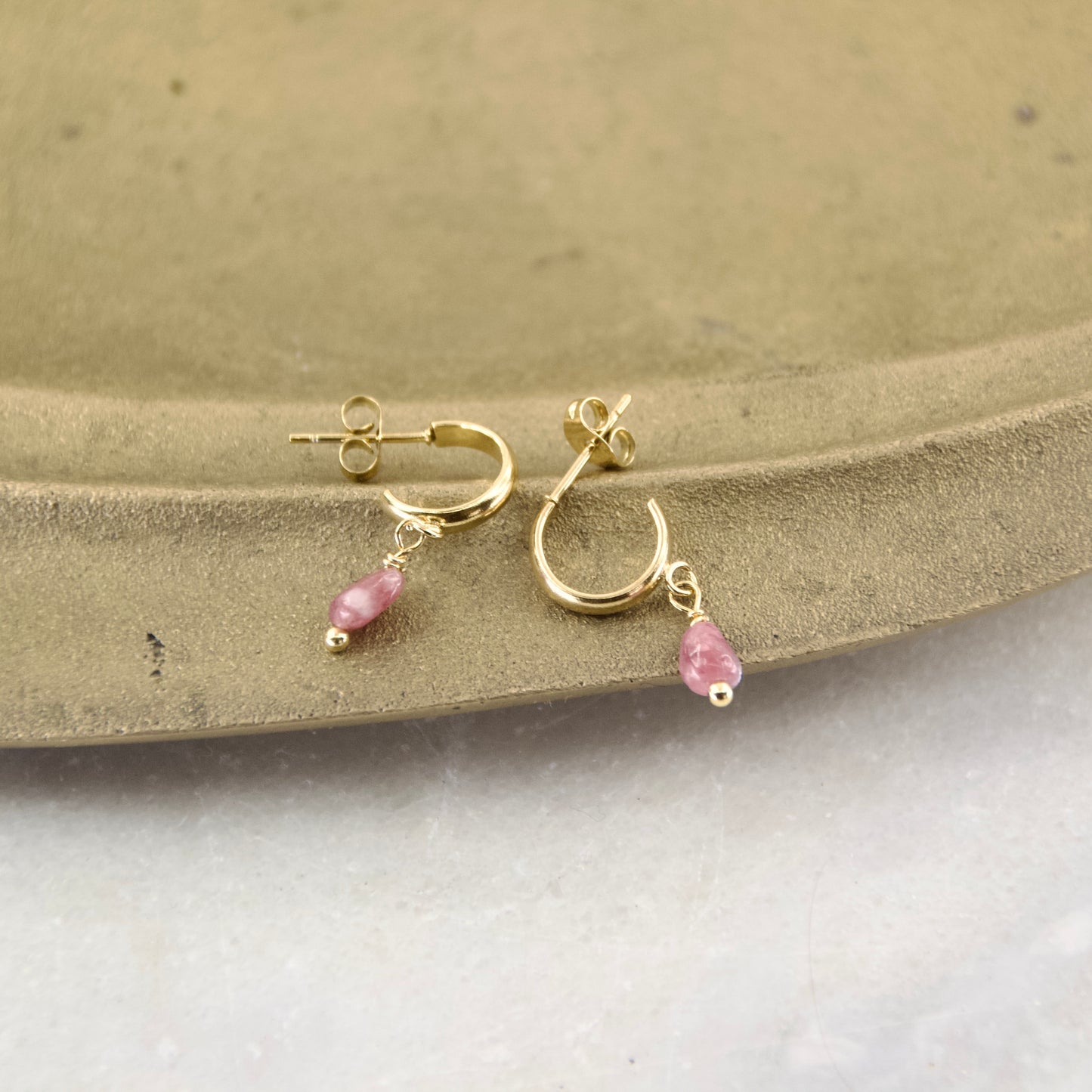 Divine Treasures Stone Huggie Hoop