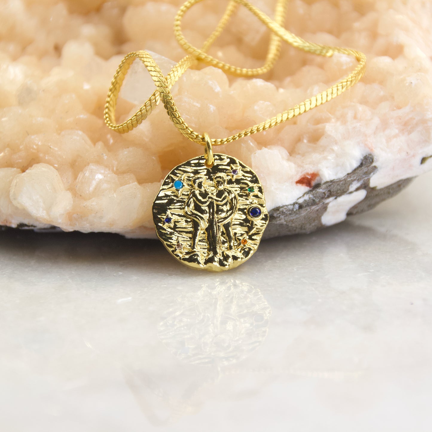 Gemini Golden Age Zodiac Pendant