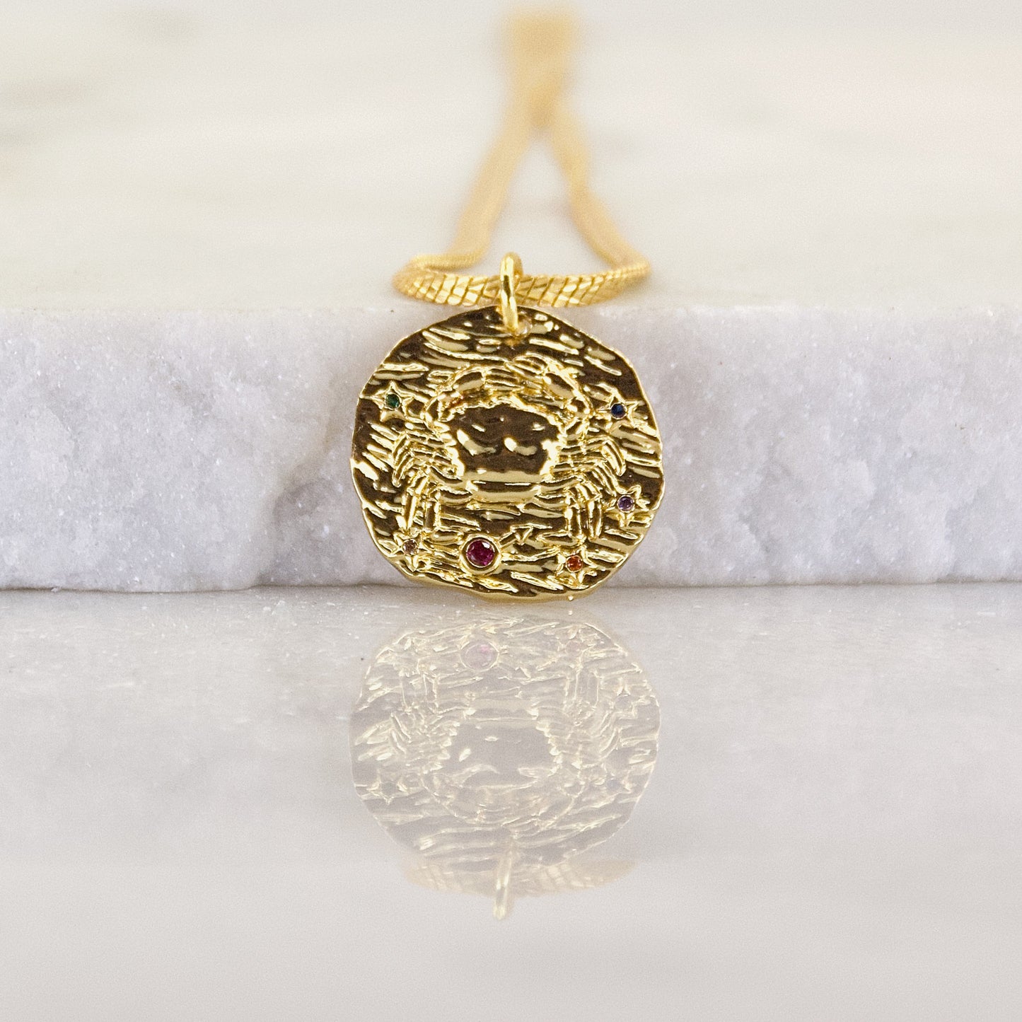 Cancer Golden Age Zodiac Pendant