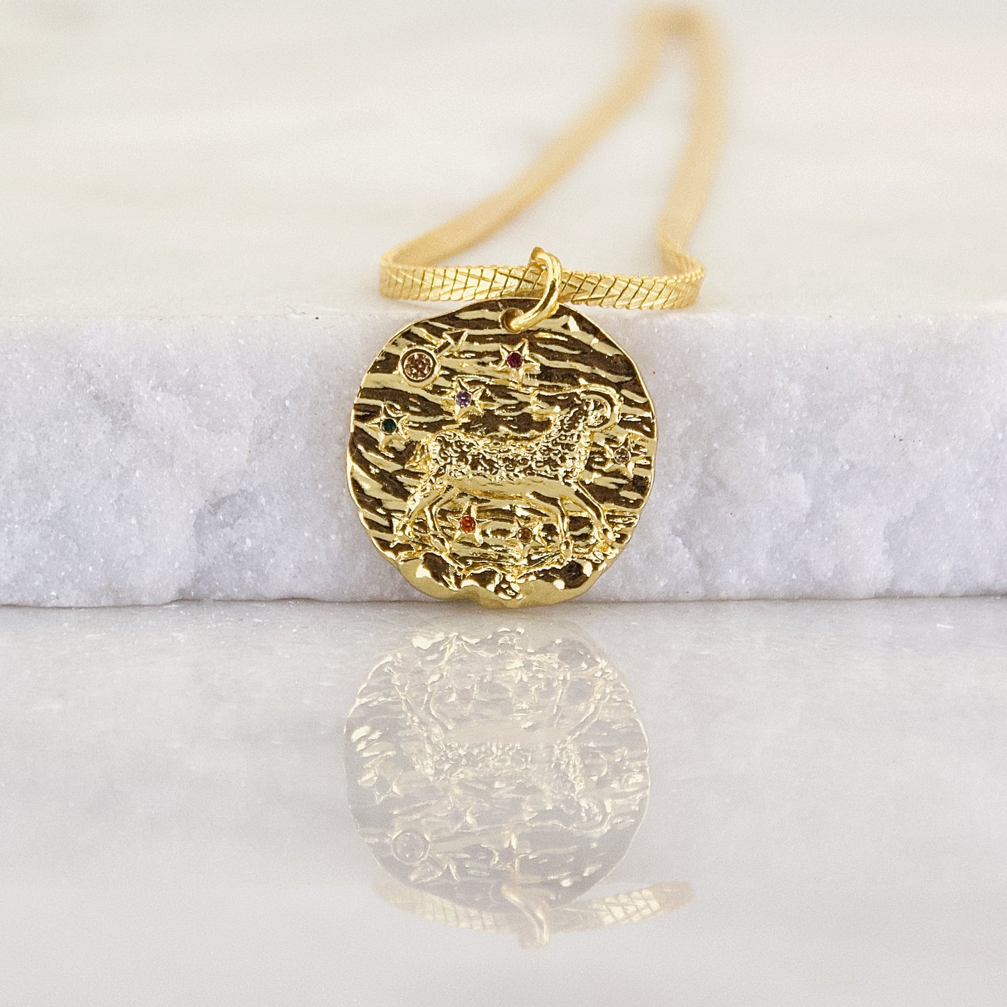 Aries Golden Age Zodiac Pendant