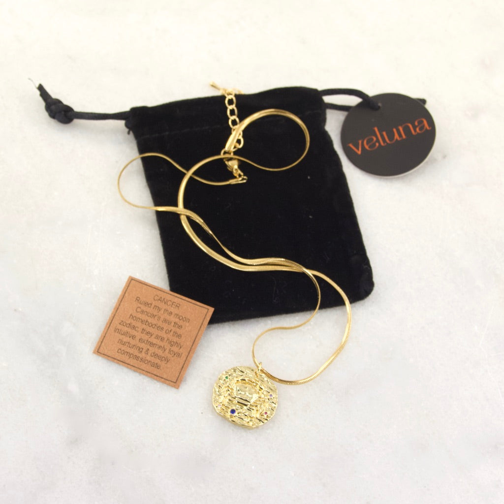 Cancer Golden Age Zodiac Pendant