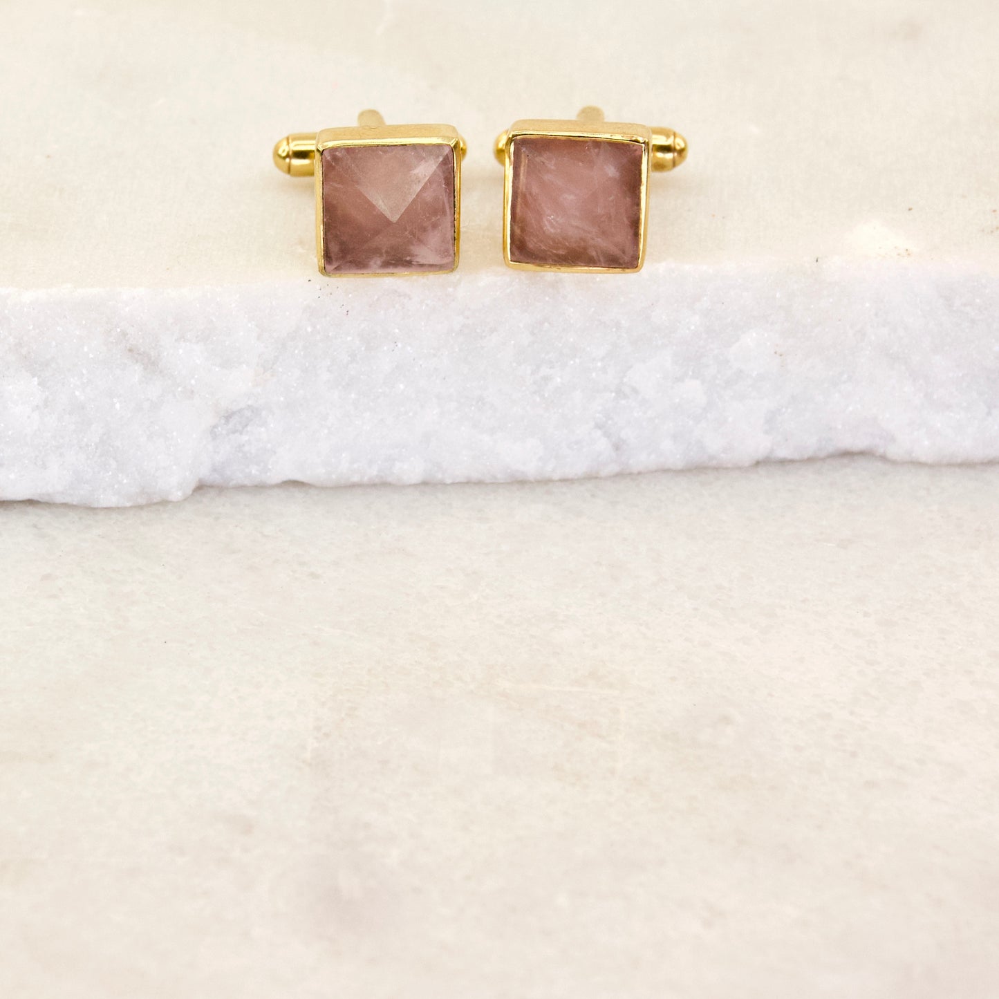 Dapper Rose Quartz Cuff Links