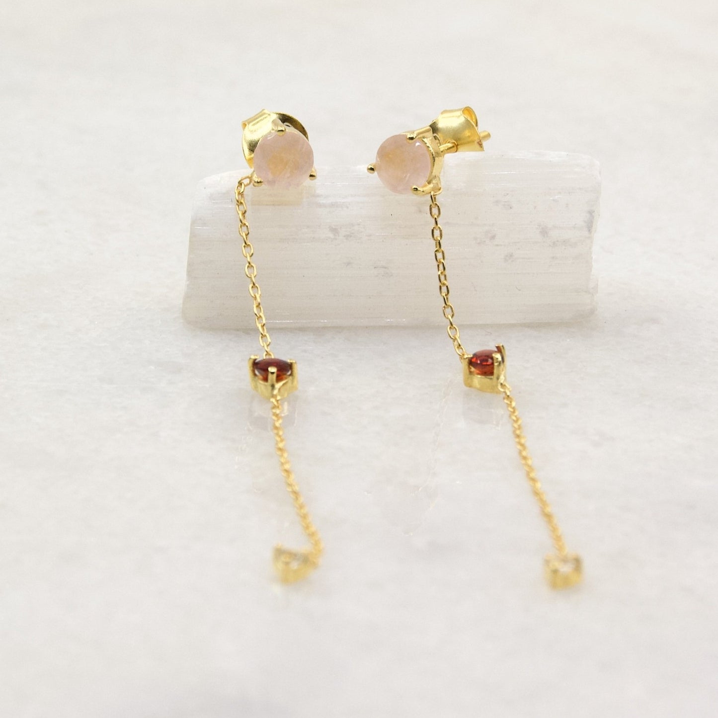 All That Glitters Rose Quartz Earring