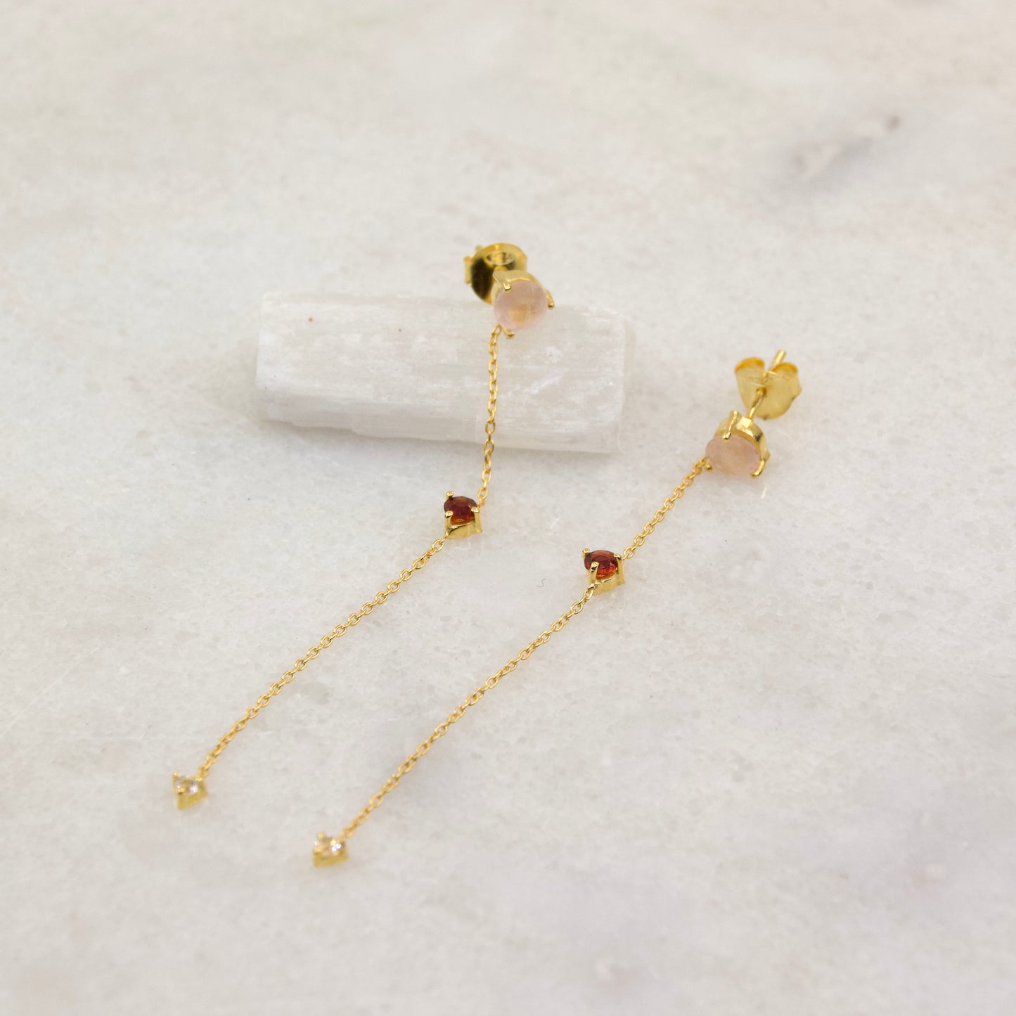 All That Glitters Rose Quartz Earring
