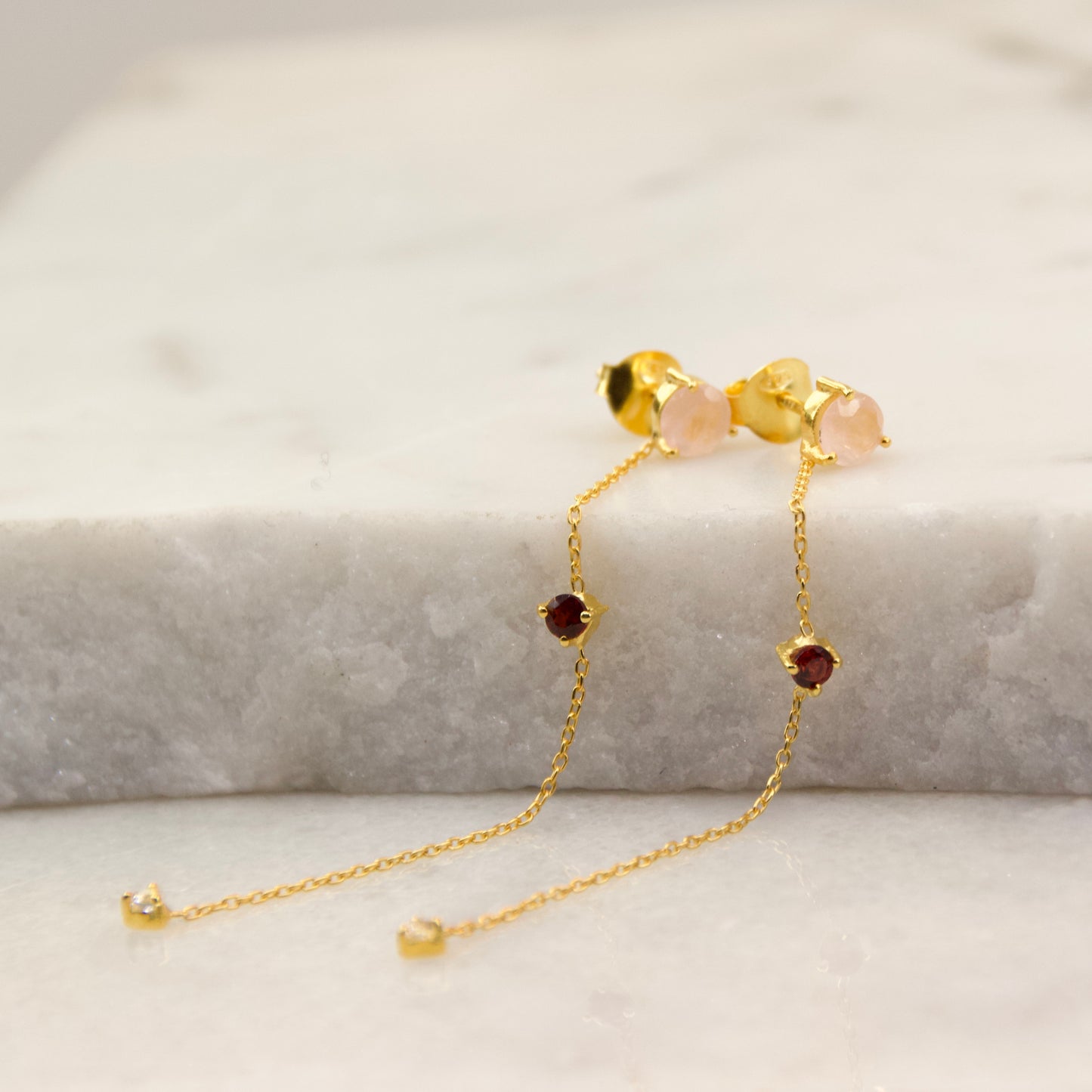 All That Glitters Rose Quartz Earring