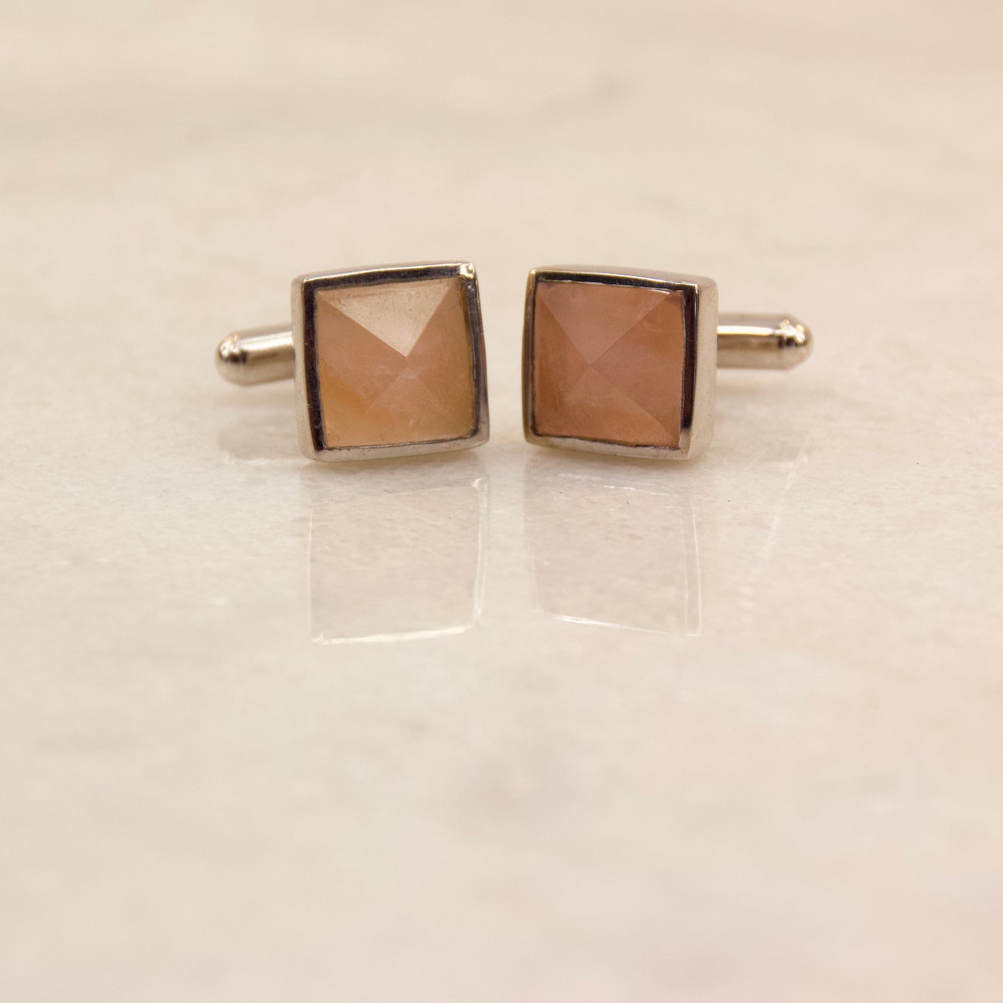 Dapper Rose Quartz Cuff Links