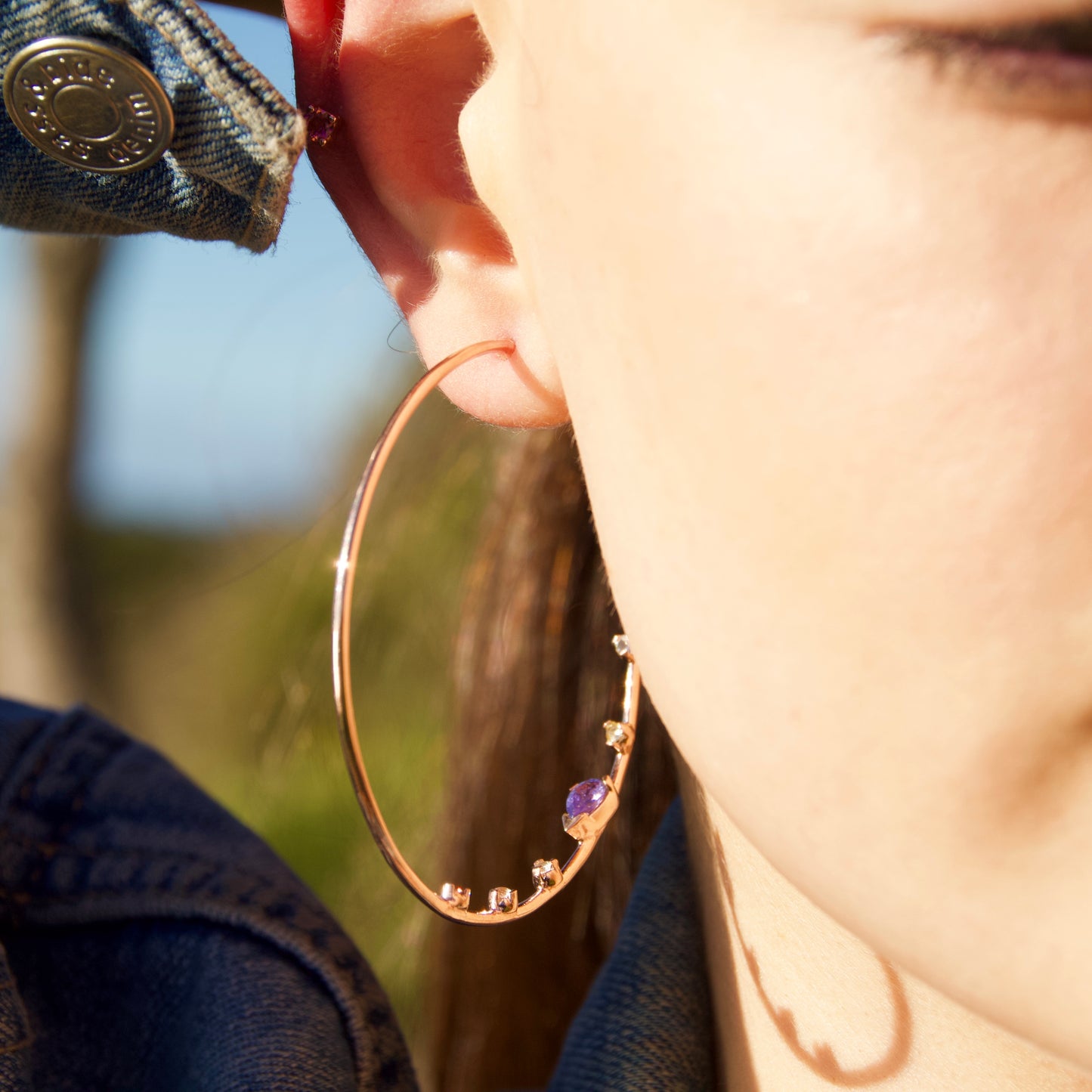 All That Glitters Rose Quartz Large Hoop