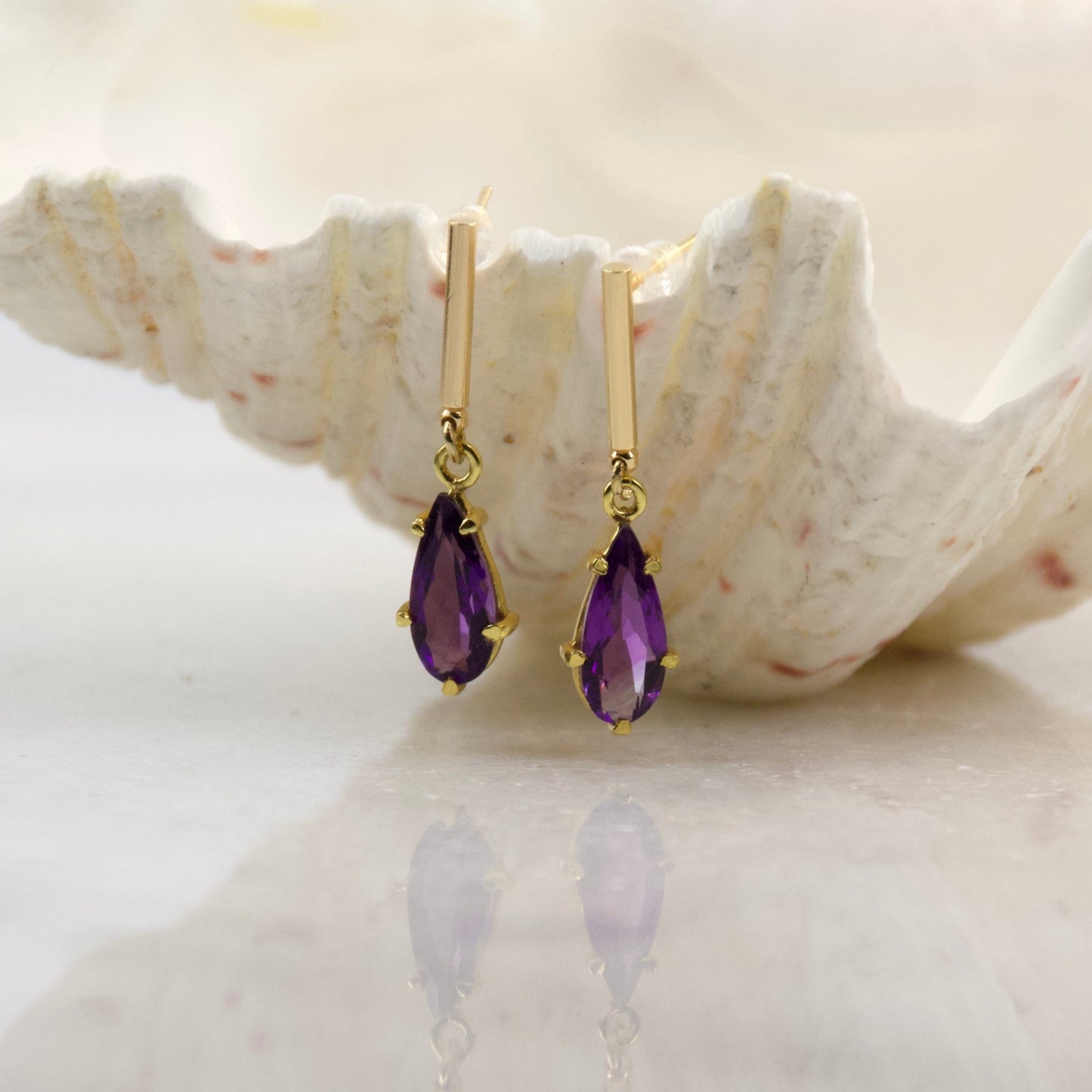 Golden Age Amethyst Tear Drop Earrings