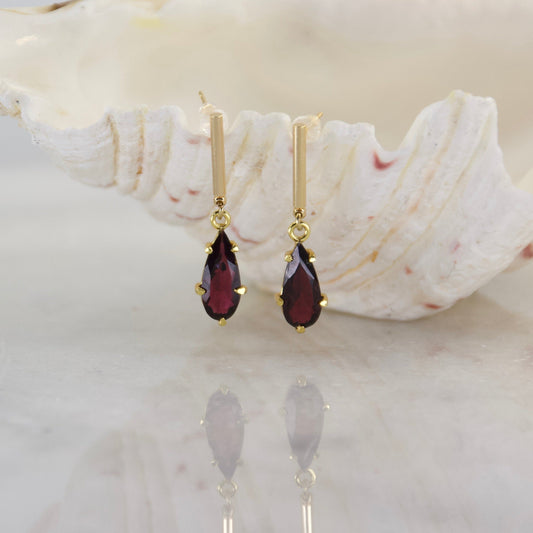 Golden Age Garnet Teared Drop Earrings