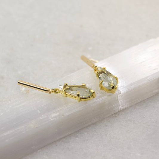 Golden Age Green Amethyst Tear Drop Earrings