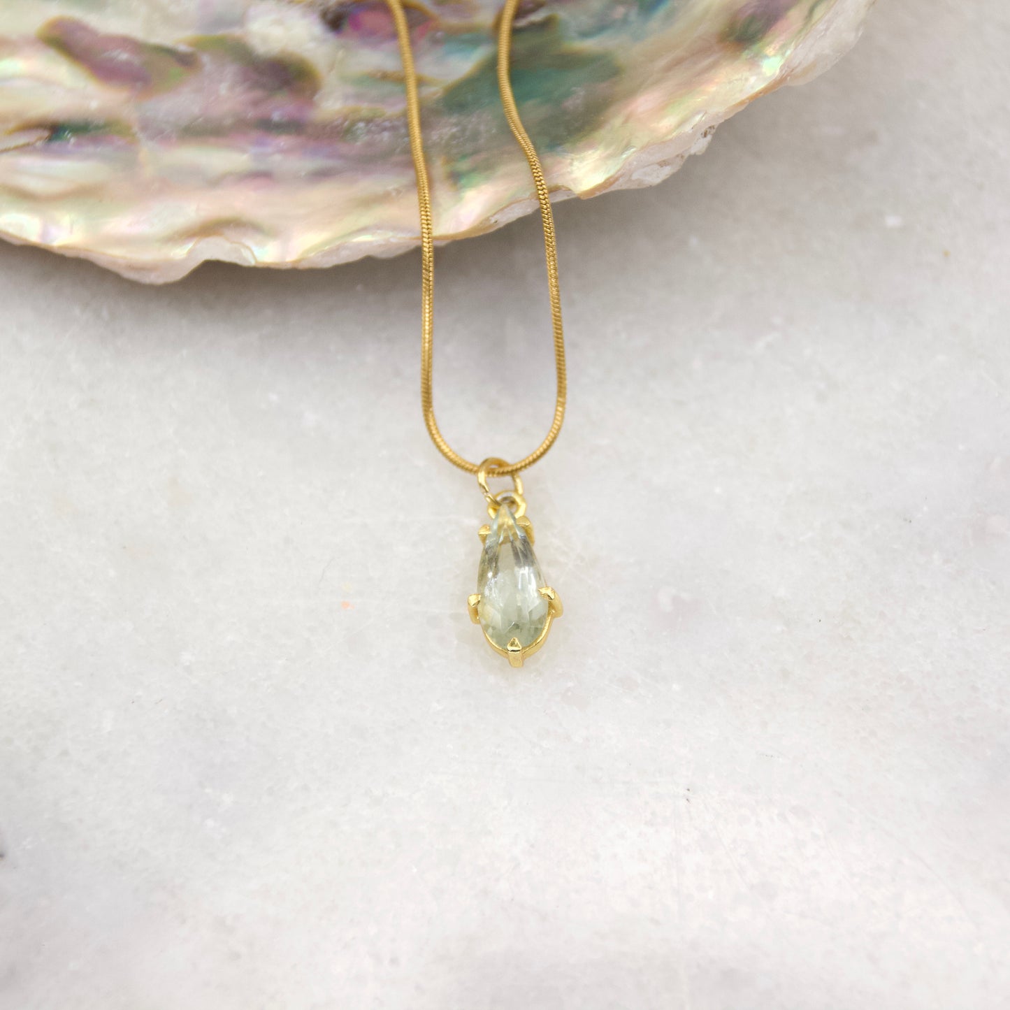 Golden Age Green Amethyst Teared Pendant