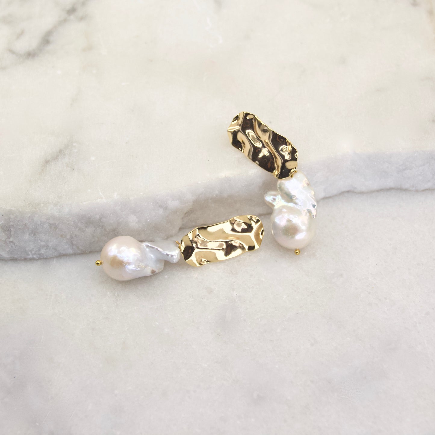 Empress of the Pearl Hammered Earring