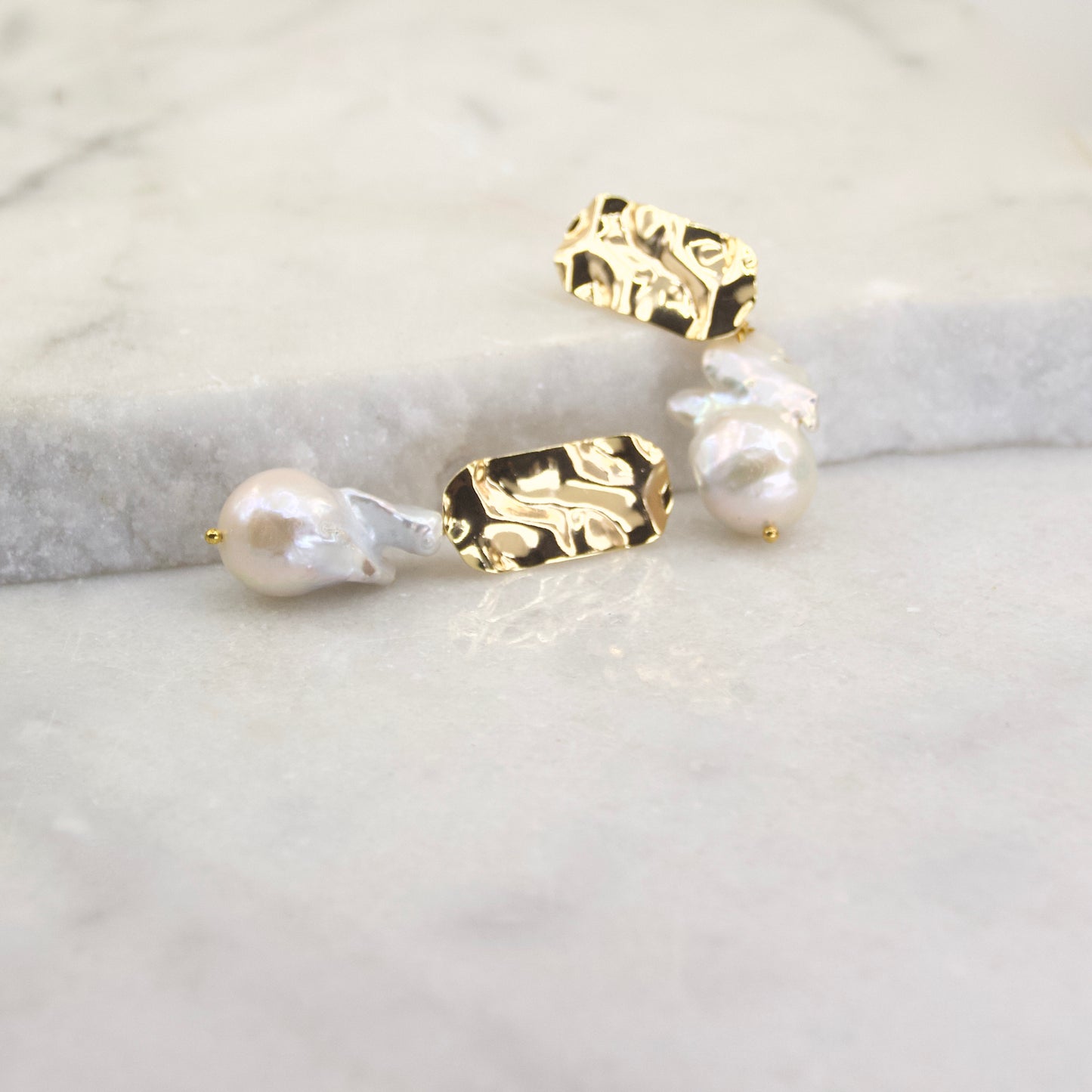 Empress of the Pearl Hammered Earring