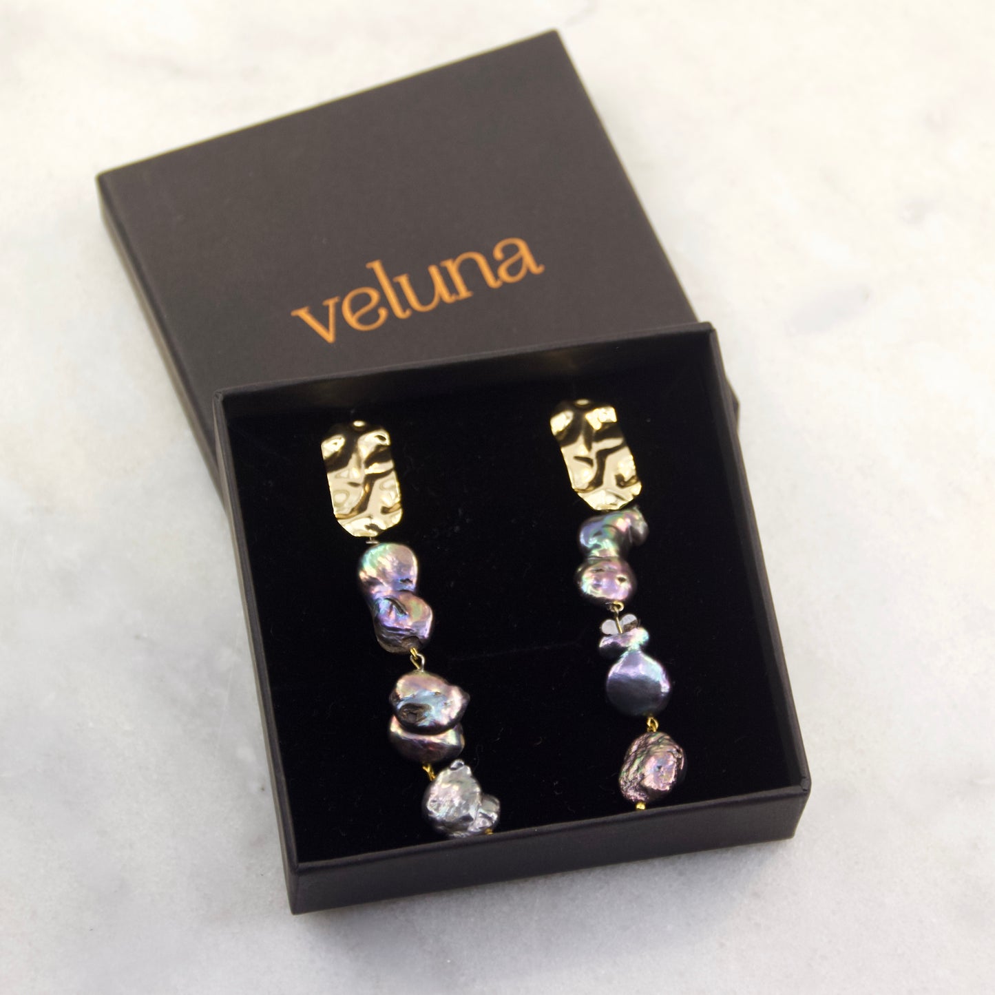 Empress of the Black Pearl Hammered Drop Earring