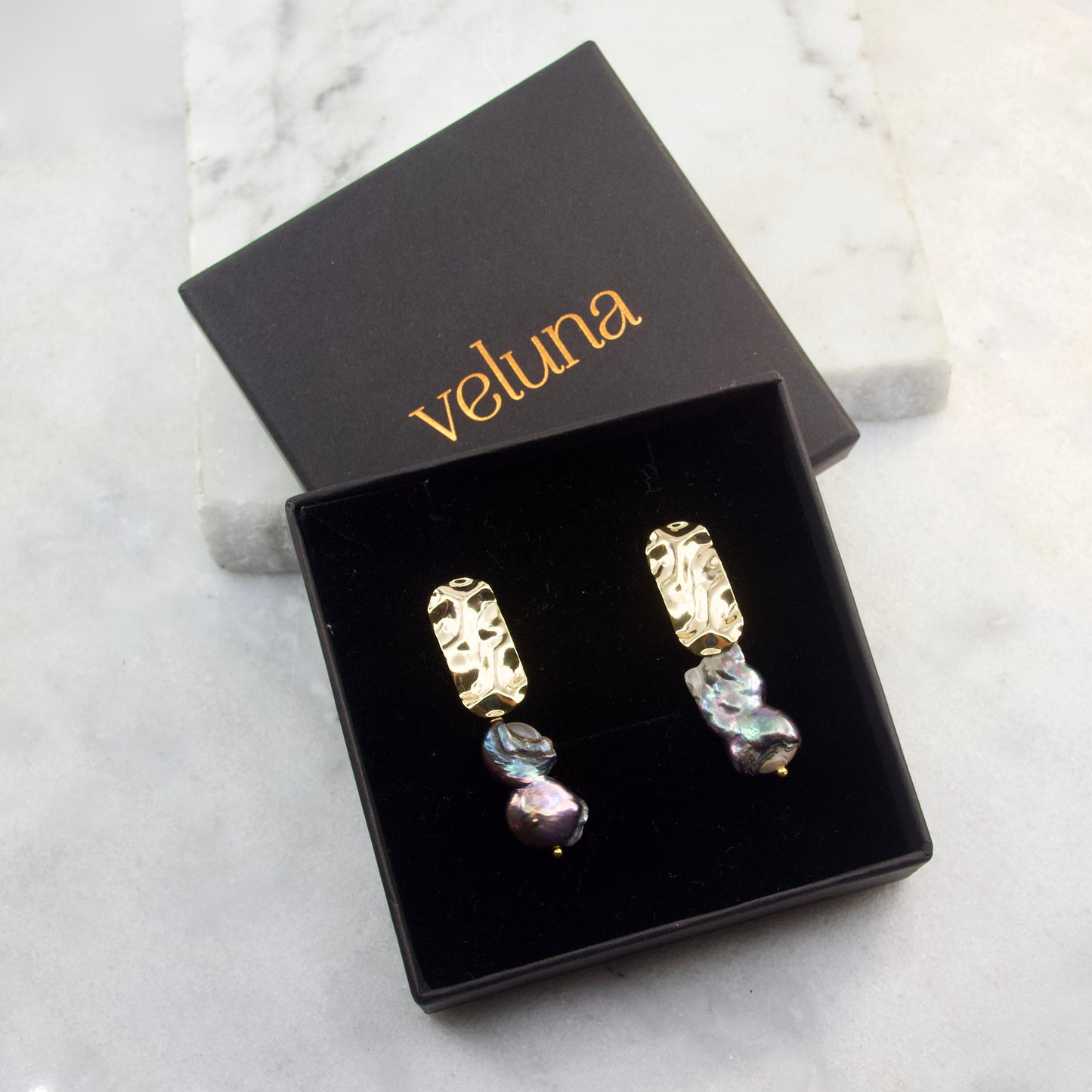 Empress of the Black Pearl Hammered Drop Earring