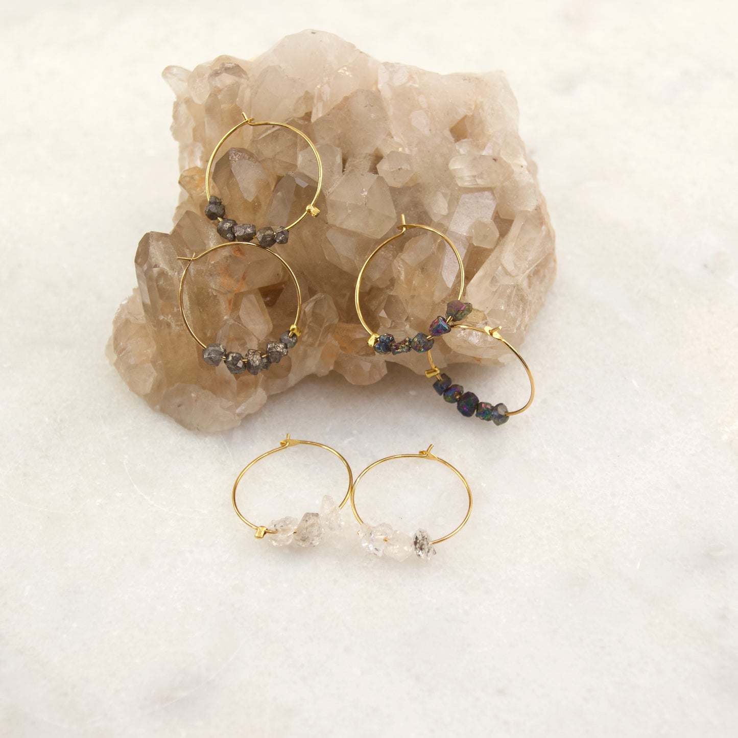 Moonspell Raw Gemstone Wire Hoop