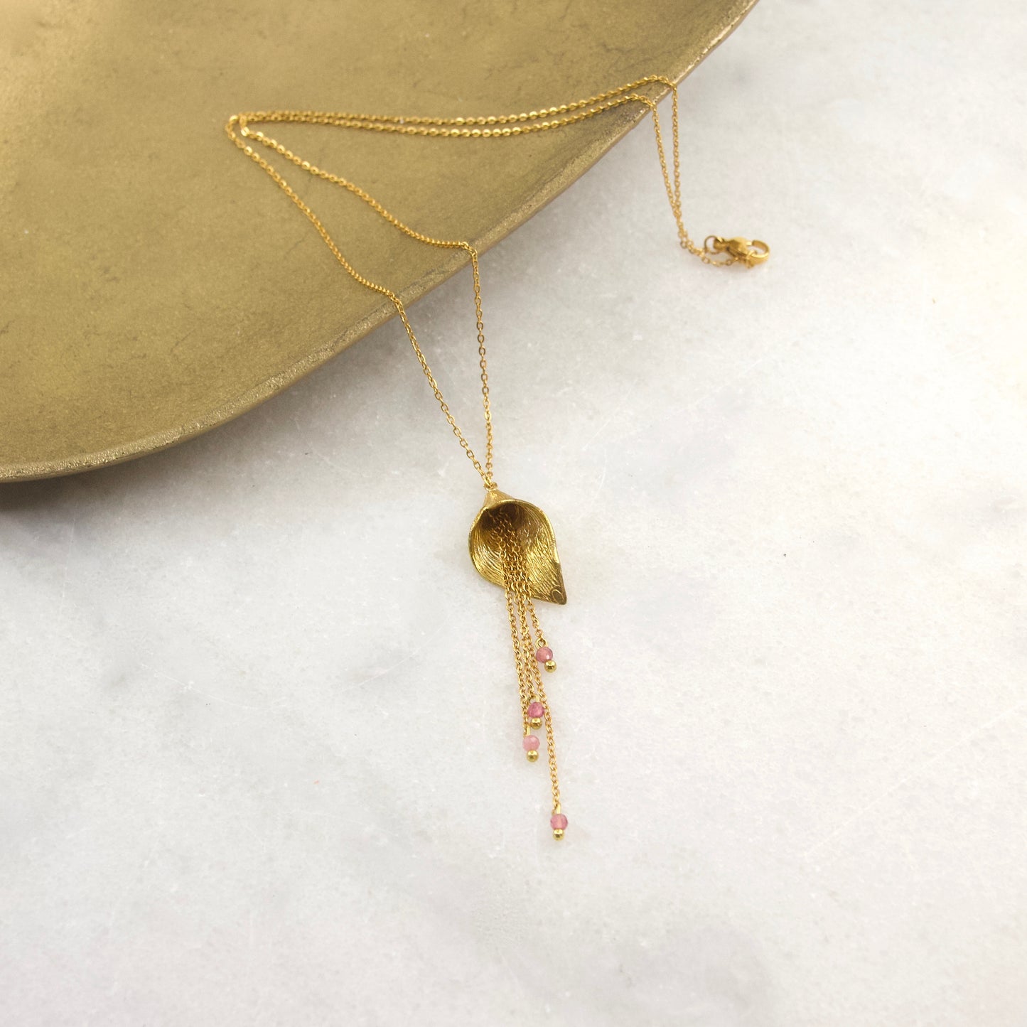 Divine Treasures Tourmaline + Lily Tassle Necklace