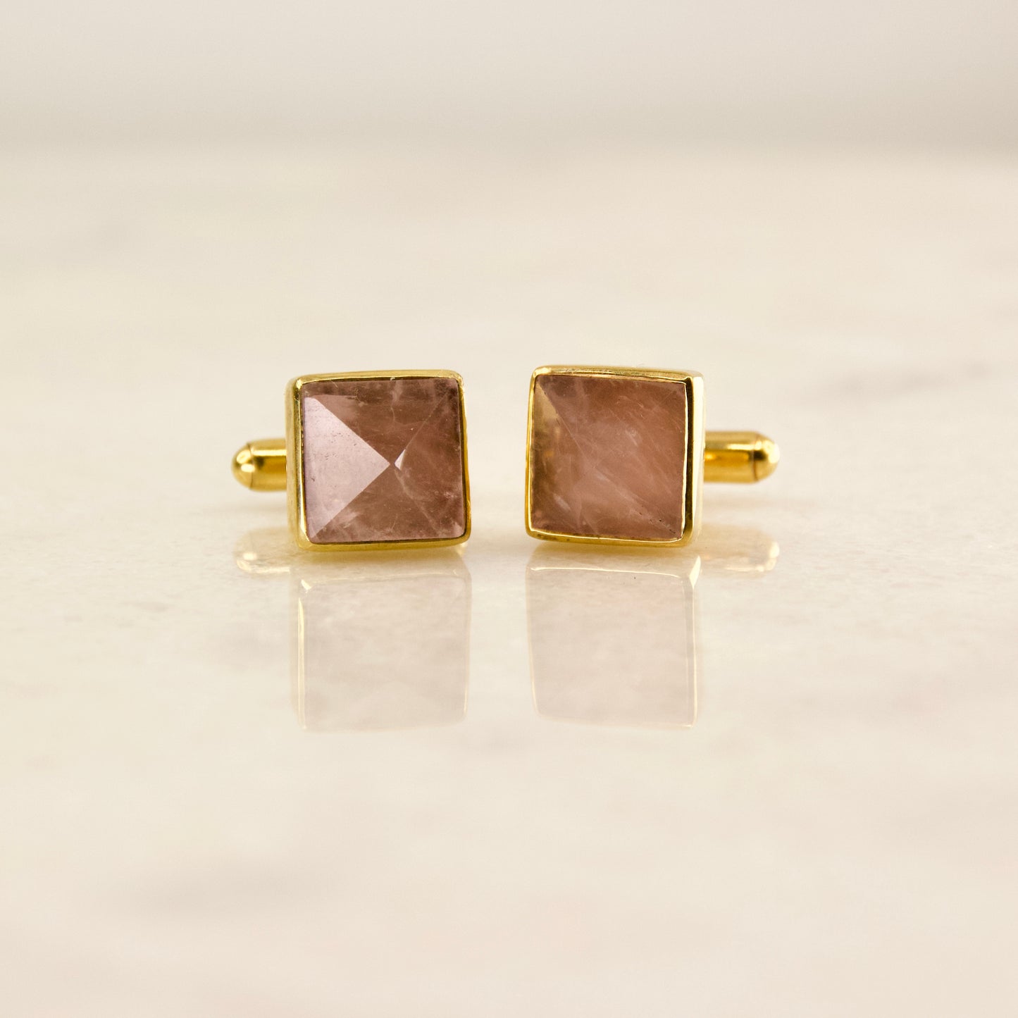 Dapper Rose Quartz Cuff Links