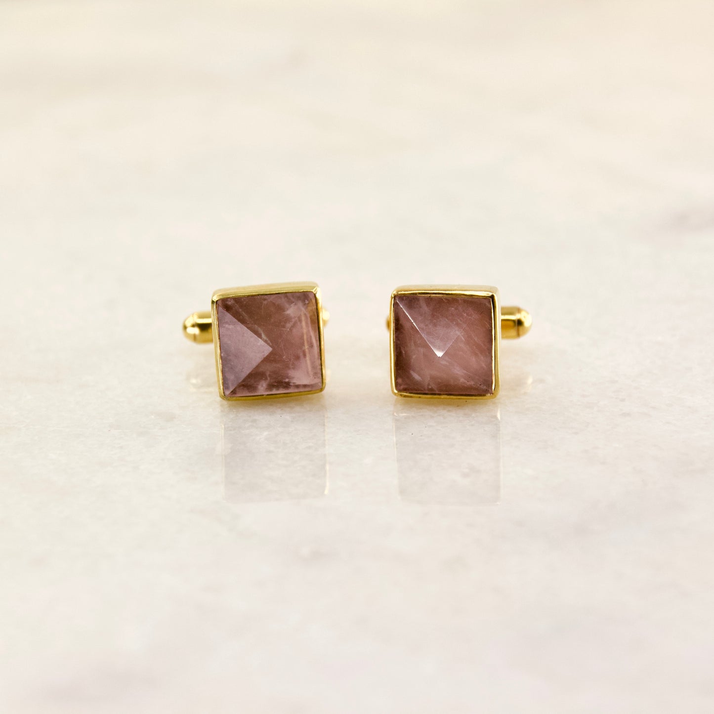 Dapper Rose Quartz Cuff Links