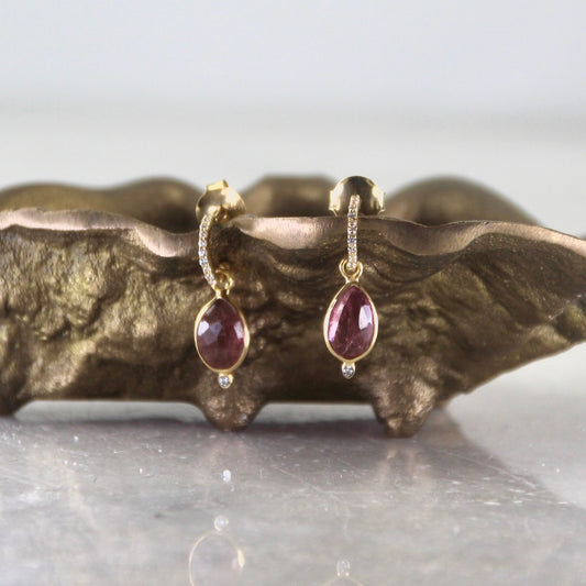 Moonspell Pink Tourmaline & Zircon Hoop