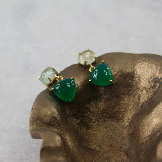 Mystic Bloom Green Onyx & Prenite Earrings