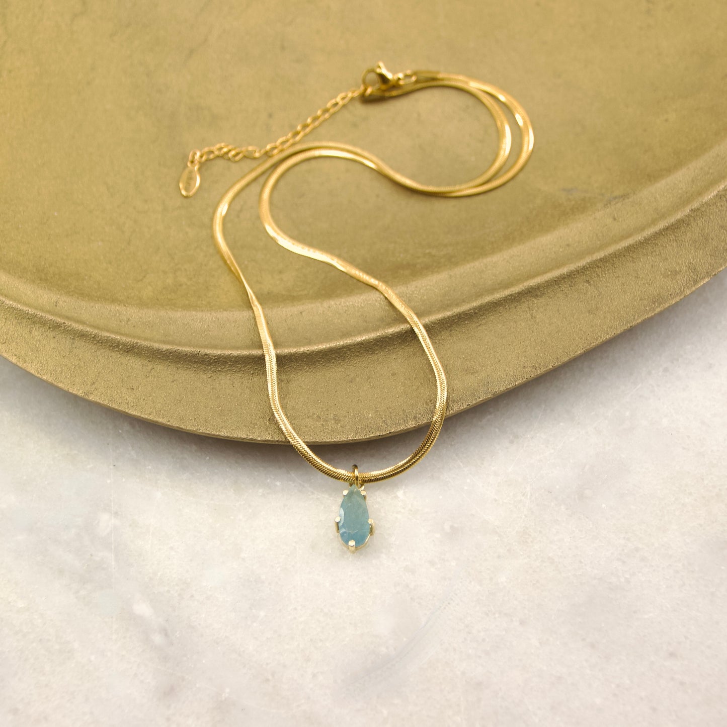 Golden Age Aquamarine Teared Pendant