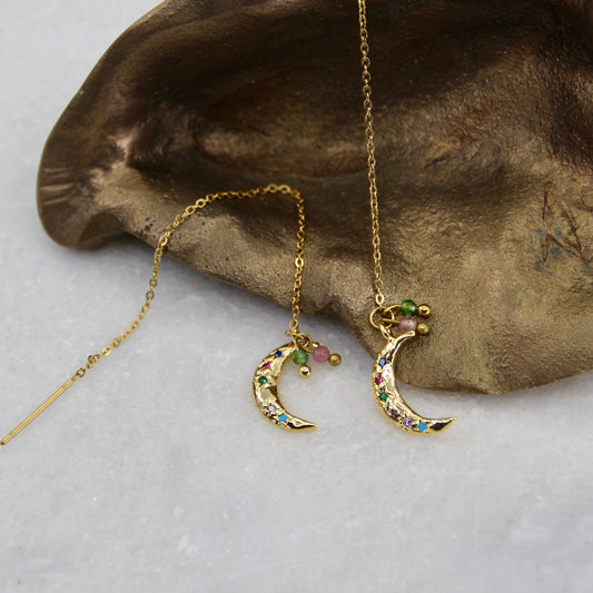 Lunar Lure Tourmaline Threader Earrings