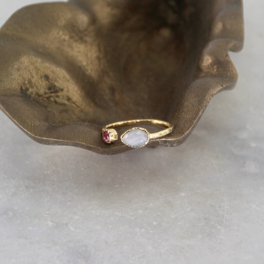 Sacred Treasures Moonstone & Tourmaline Ring