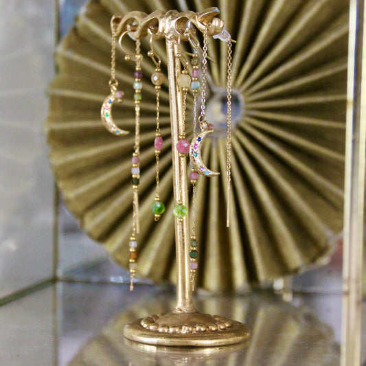 Lunar Lure Tourmaline Threader Earrings